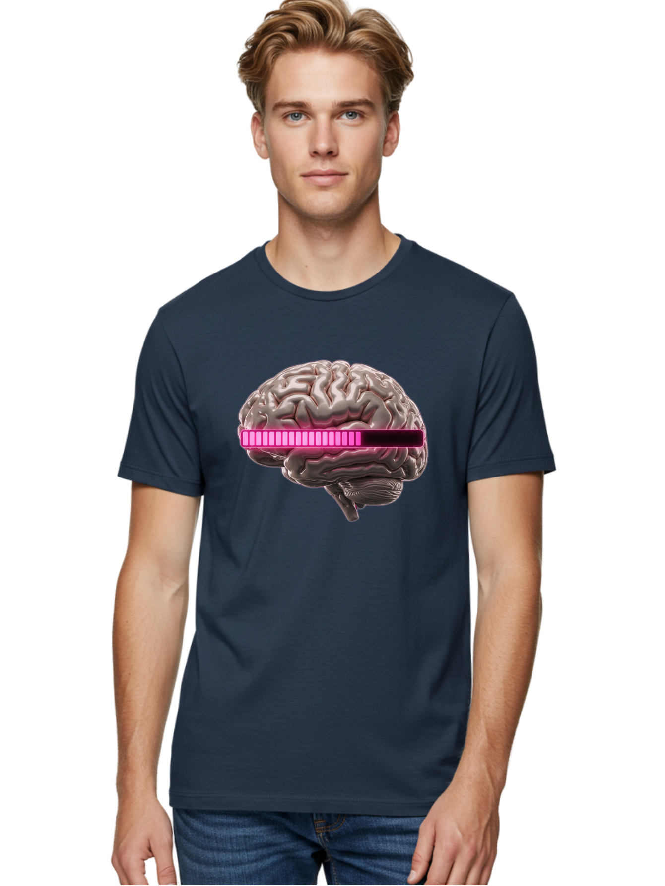 Brain-With-Equalizer Men'S Graphic Tee, 100% Cotton, Comfortable Casual Summer Wear, Machine Washable, Human Brain, Sound Equalizer, Music Visualization, Audio Technology, Neuroscience, Cognitive Function, Digital Art, Futuristic Design Baa215 18