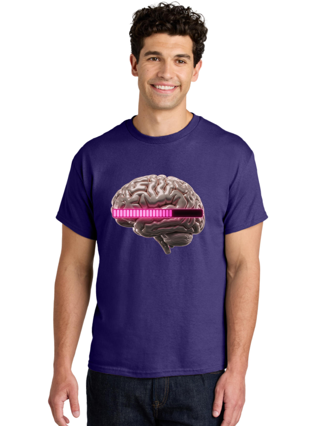 Brain-With-Equalizer Men'S Graphic Tee, 100% Cotton, Comfortable Casual Summer Wear, Machine Washable, Human Brain, Sound Equalizer, Music Visualization, Audio Technology, Neuroscience, Cognitive Function, Digital Art, Futuristic Design Baa215 4