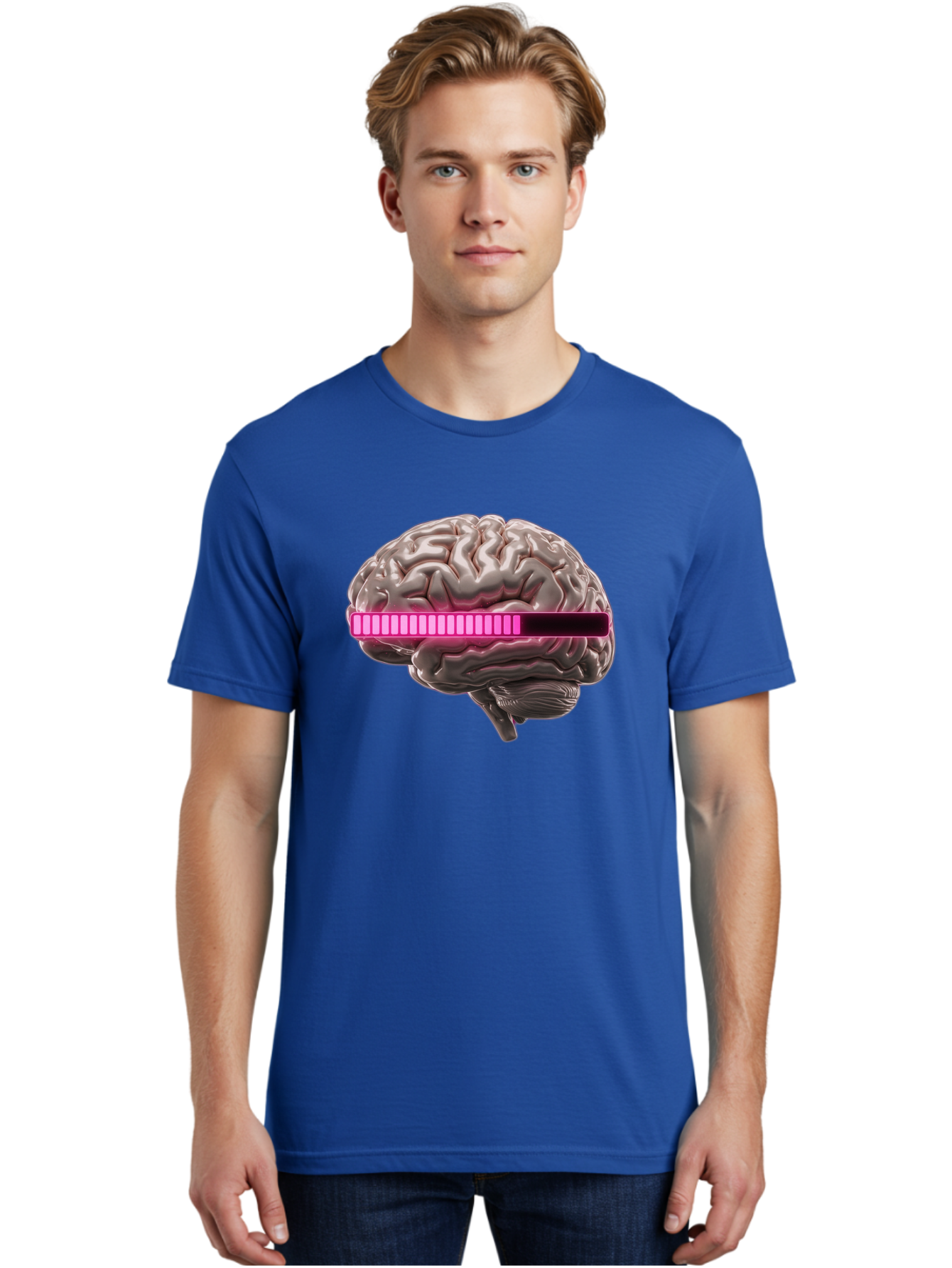 Brain-With-Equalizer Men'S Graphic Tee, 100% Cotton, Comfortable Casual Summer Wear, Machine Washable, Human Brain, Sound Equalizer, Music Visualization, Audio Technology, Neuroscience, Cognitive Function, Digital Art, Futuristic Design Baa215 16