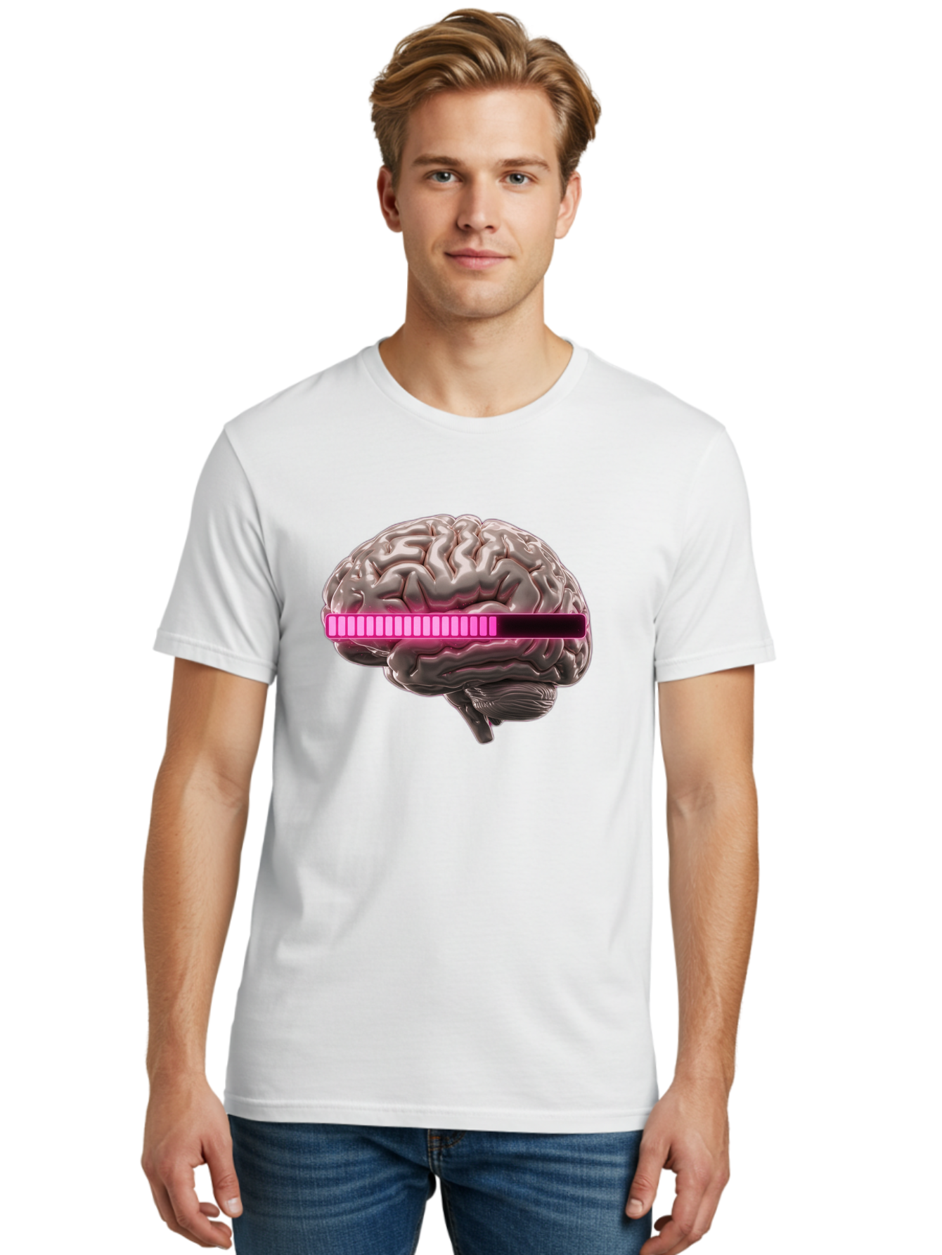 Brain-With-Equalizer Men'S Graphic Tee, 100% Cotton, Comfortable Casual Summer Wear, Machine Washable, Human Brain, Sound Equalizer, Music Visualization, Audio Technology, Neuroscience, Cognitive Function, Digital Art, Futuristic Design Baa215 10