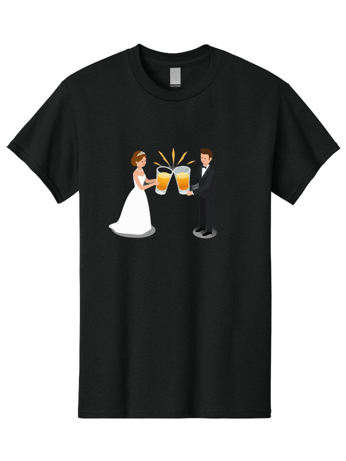 Bride-And-Groom-Cheers-1 Men'S Graphic Tee, 100% Cotton, Comfortable Casual Summer Wear, Machine Washable, Bride And Groom Toasting, Wedding Celebration, Beer Cheers, Love And Happiness, Newlyweds, Couple Goals, Marriage Bliss, Toast To Love, Baa219 15