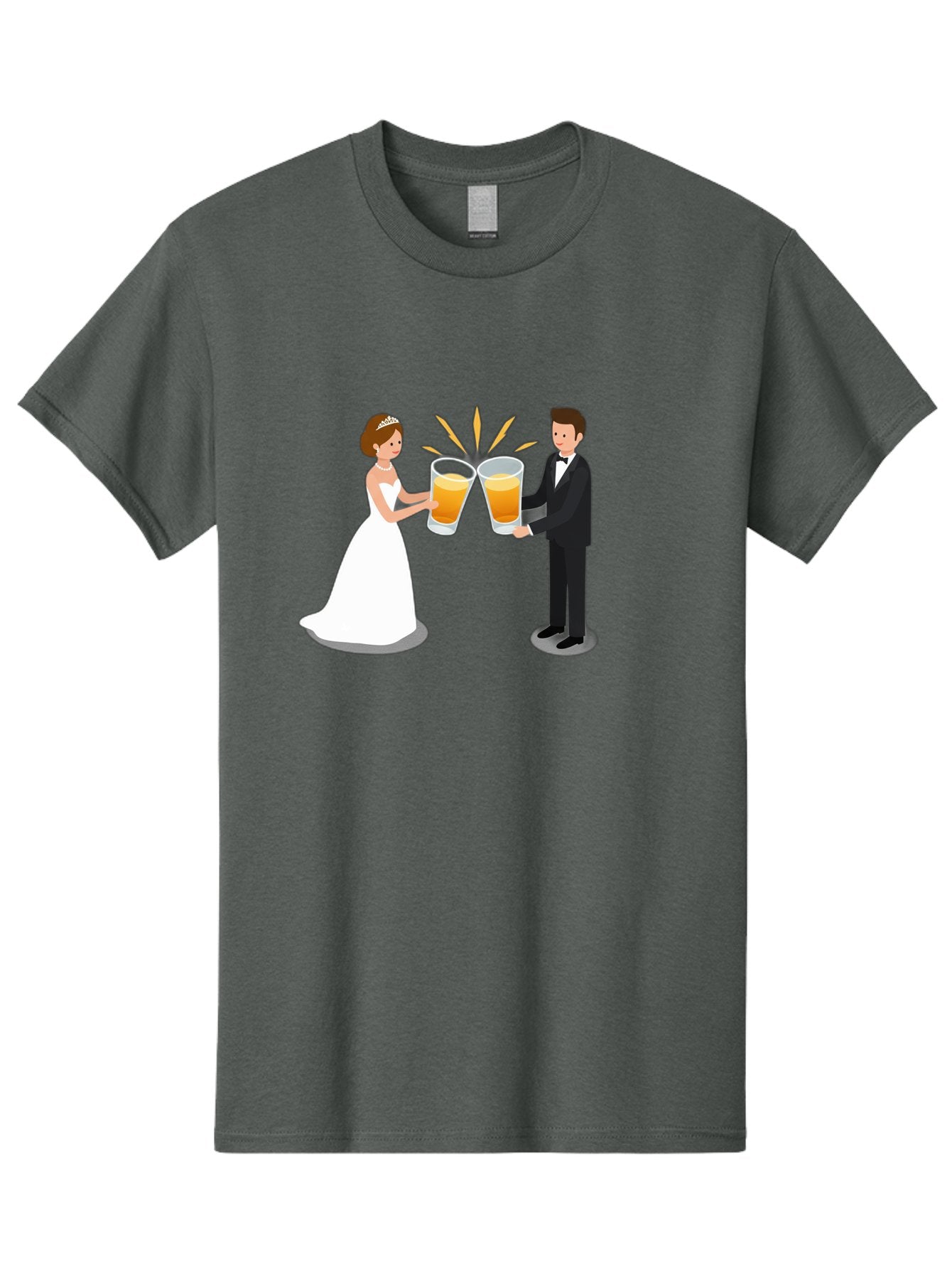 Bride-And-Groom-Cheers-1 Men'S Graphic Tee, 100% Cotton, Comfortable Casual Summer Wear, Machine Washable, Bride And Groom Toasting, Wedding Celebration, Beer Cheers, Love And Happiness, Newlyweds, Couple Goals, Marriage Bliss, Toast To Love, Baa219