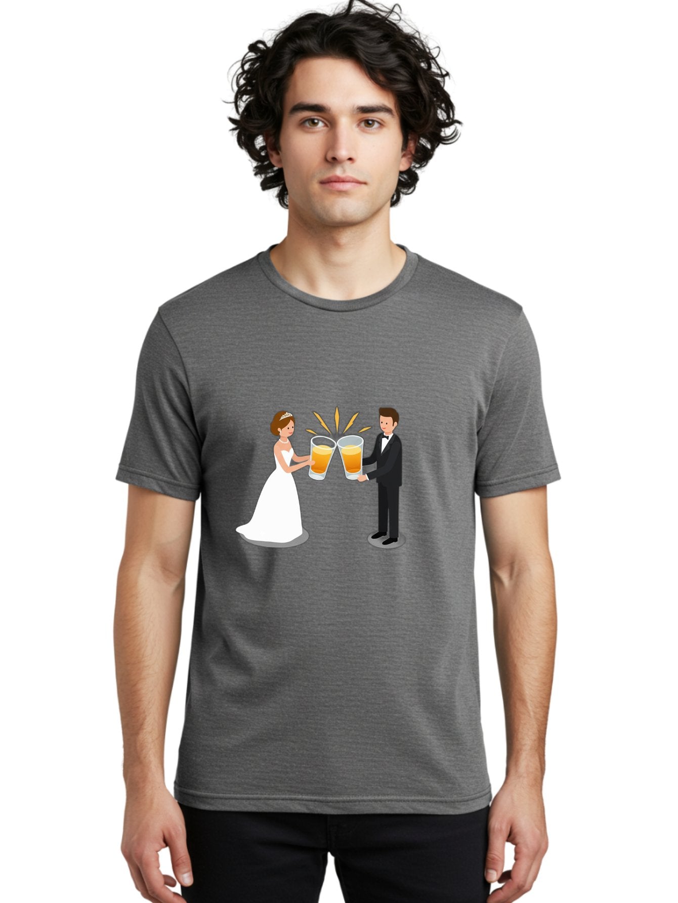 Bride-And-Groom-Cheers-1 Men'S Graphic Tee, 100% Cotton, Comfortable Casual Summer Wear, Machine Washable, Bride And Groom Toasting, Wedding Celebration, Beer Cheers, Love And Happiness, Newlyweds, Couple Goals, Marriage Bliss, Toast To Love, Baa219 26