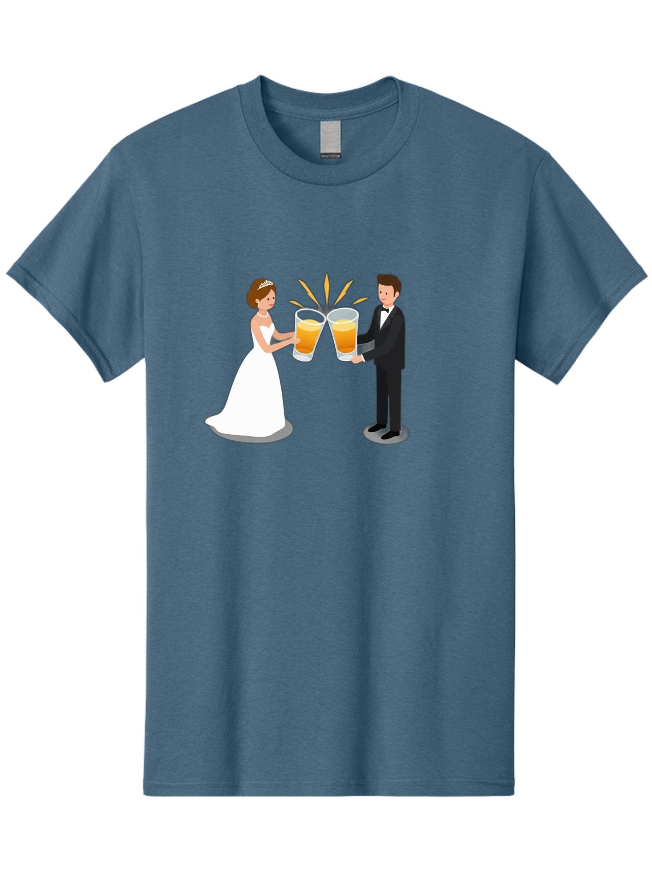 Bride-And-Groom-Cheers-1 Men'S Graphic Tee, 100% Cotton, Comfortable Casual Summer Wear, Machine Washable, Bride And Groom Toasting, Wedding Celebration, Beer Cheers, Love And Happiness, Newlyweds, Couple Goals, Marriage Bliss, Toast To Love, Baa219 13