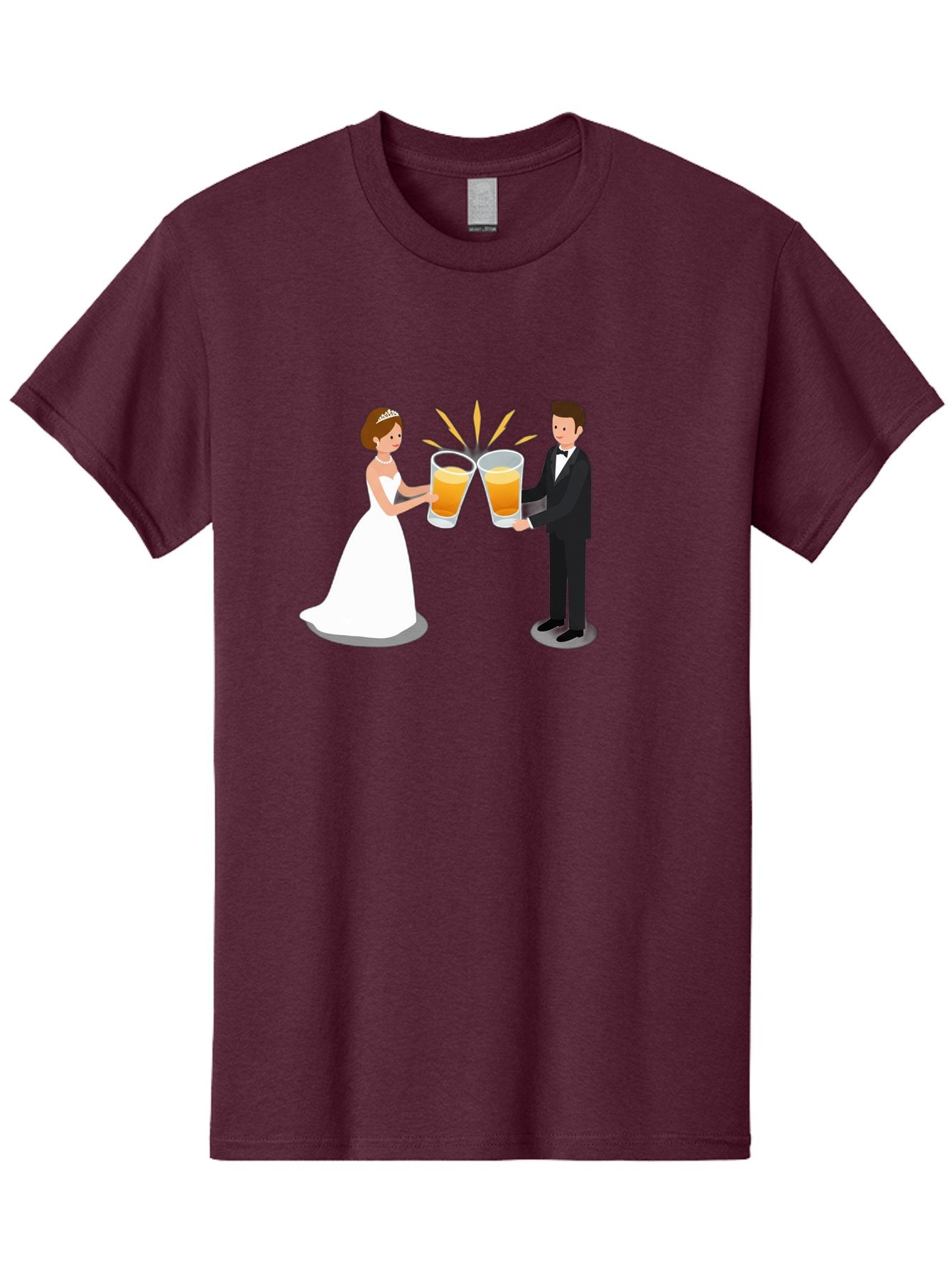 Bride-And-Groom-Cheers-1 Men'S Graphic Tee, 100% Cotton, Comfortable Casual Summer Wear, Machine Washable, Bride And Groom Toasting, Wedding Celebration, Beer Cheers, Love And Happiness, Newlyweds, Couple Goals, Marriage Bliss, Toast To Love, Baa219 4
