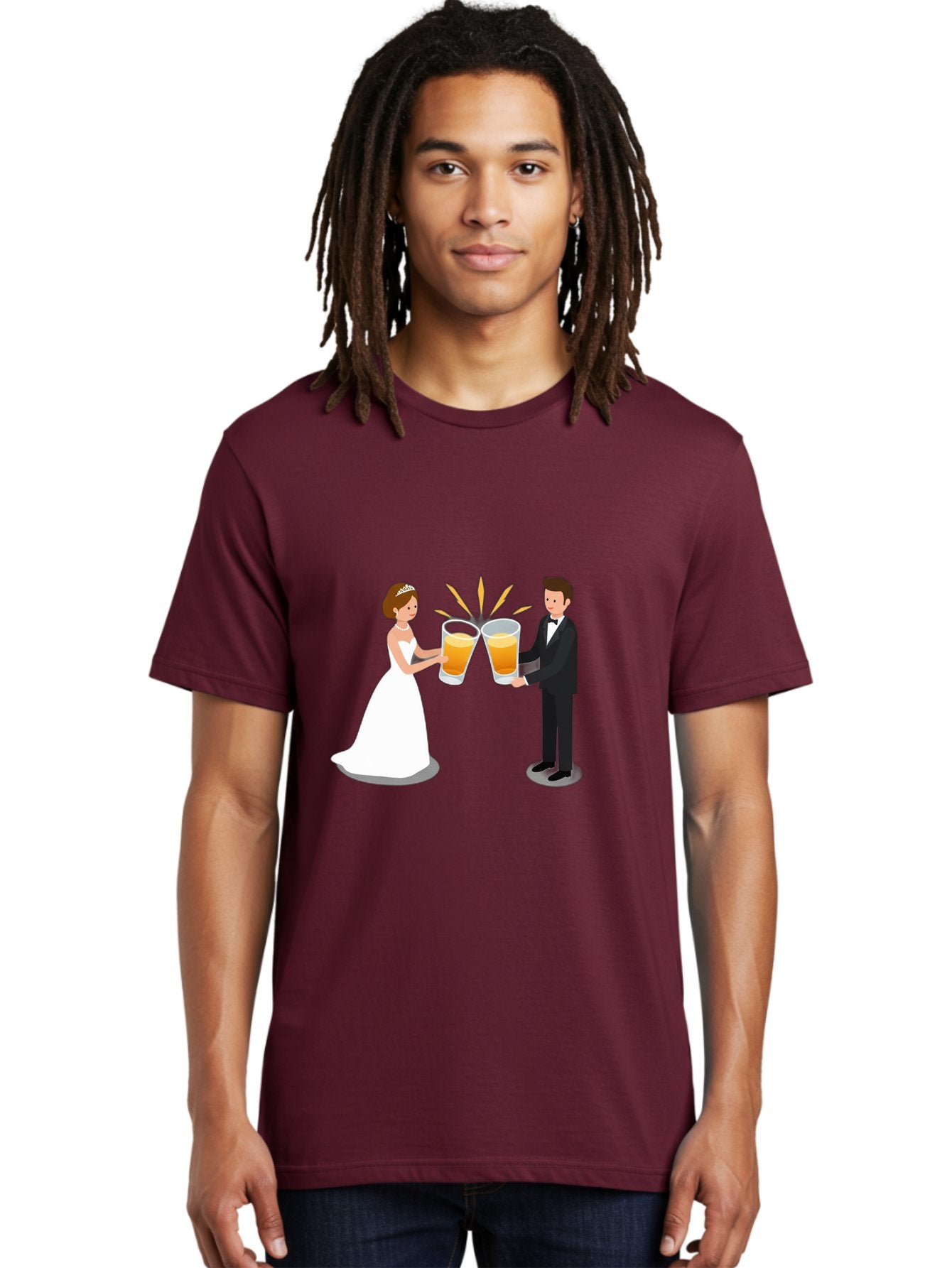 Bride-And-Groom-Cheers-1 Men'S Graphic Tee, 100% Cotton, Comfortable Casual Summer Wear, Machine Washable, Bride And Groom Toasting, Wedding Celebration, Beer Cheers, Love And Happiness, Newlyweds, Couple Goals, Marriage Bliss, Toast To Love, Baa219 18