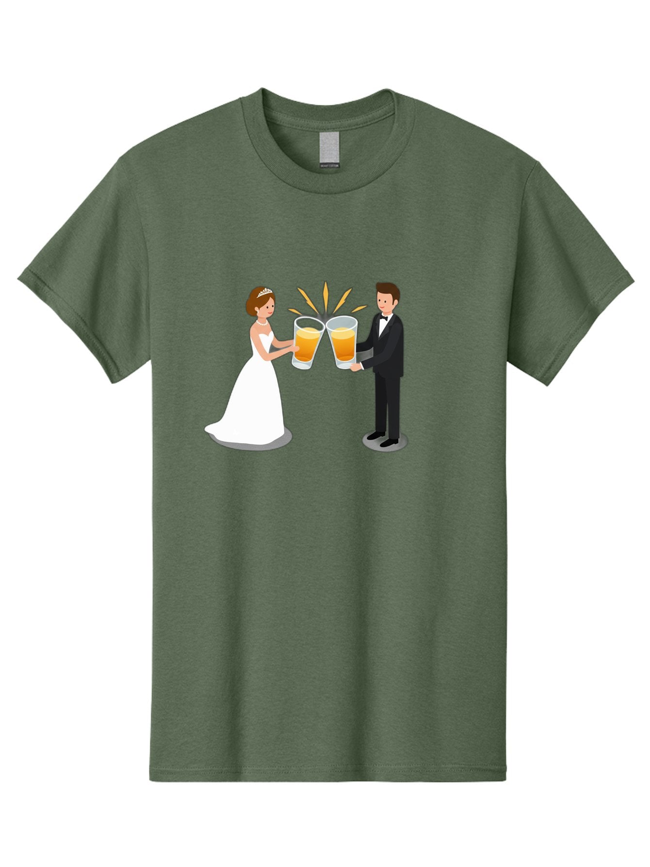 Bride-And-Groom-Cheers-1 Men'S Graphic Tee, 100% Cotton, Comfortable Casual Summer Wear, Machine Washable, Bride And Groom Toasting, Wedding Celebration, Beer Cheers, Love And Happiness, Newlyweds, Couple Goals, Marriage Bliss, Toast To Love, Baa219 3