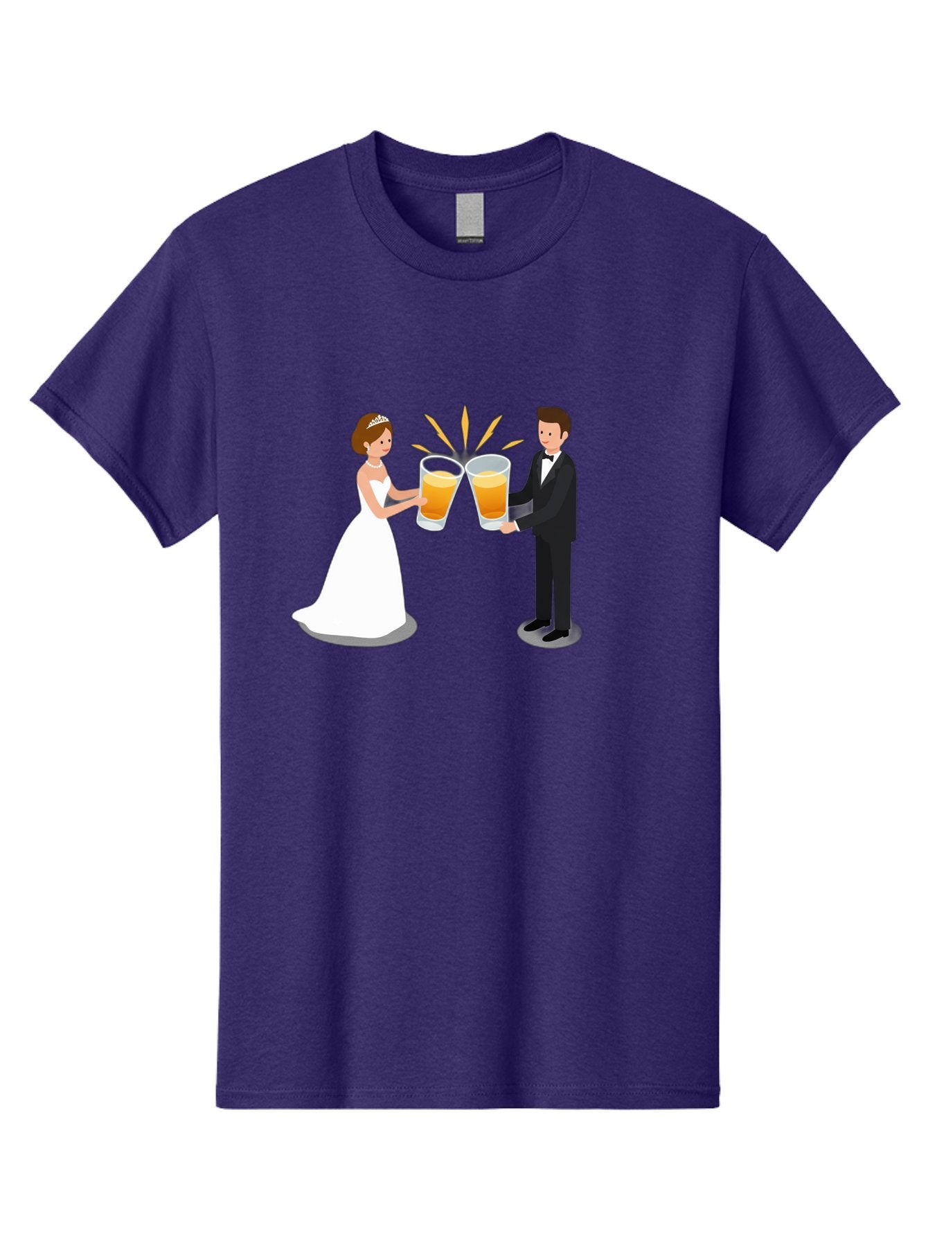 Bride-And-Groom-Cheers-1 Men'S Graphic Tee, 100% Cotton, Comfortable Casual Summer Wear, Machine Washable, Bride And Groom Toasting, Wedding Celebration, Beer Cheers, Love And Happiness, Newlyweds, Couple Goals, Marriage Bliss, Toast To Love, Baa219 5