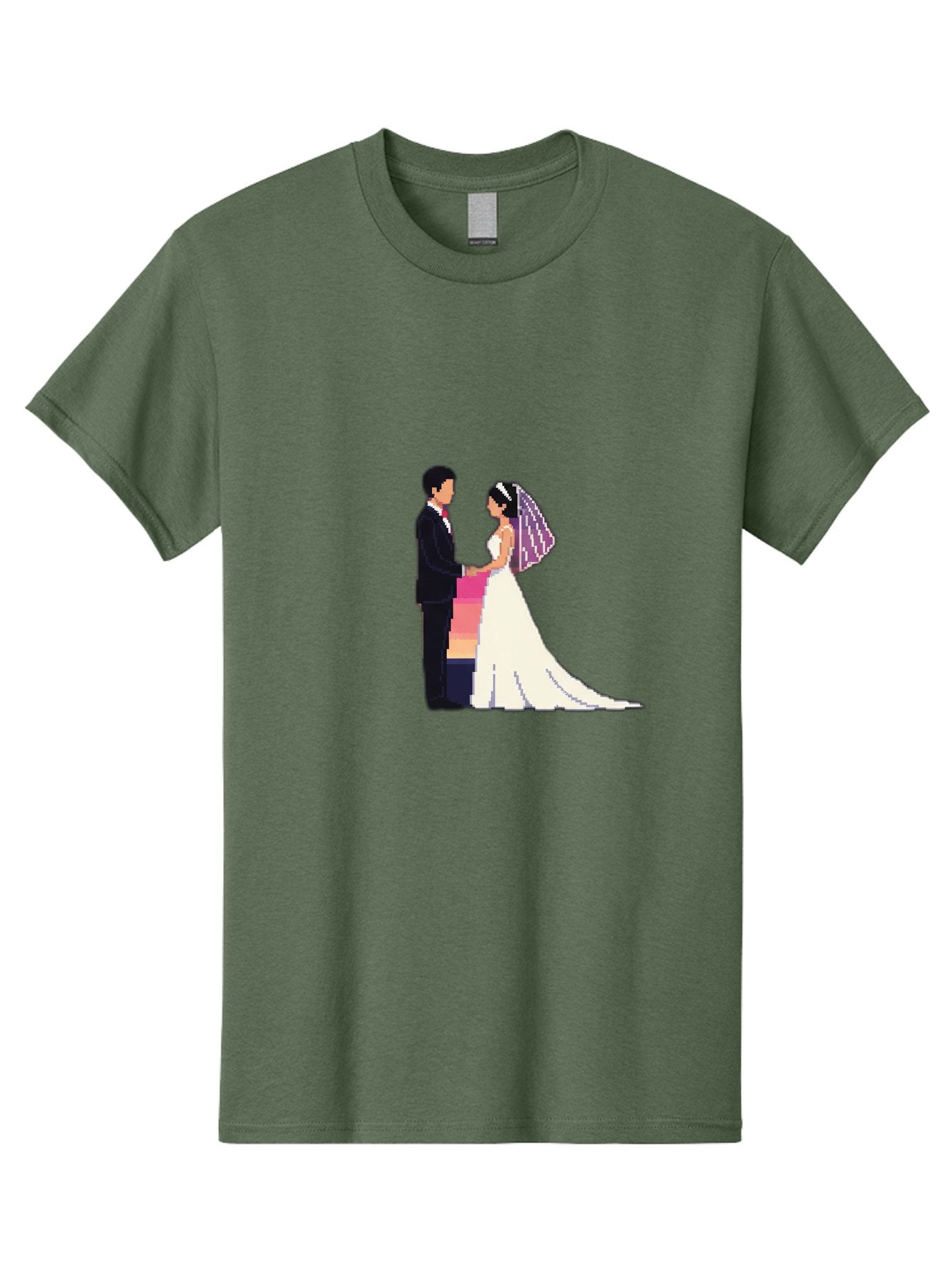 Bride-And-Groom Men'S Graphic Tee, 100% Cotton, Comfortable Casual Summer Wear, Machine Washable, Bride And Groom, Wedding Couple, Love, Romance, Happy Marriage, Newlyweds, Wedding Illustration, Cartoon Couple, Holding Hands, Wedding Dress, Baa221 14