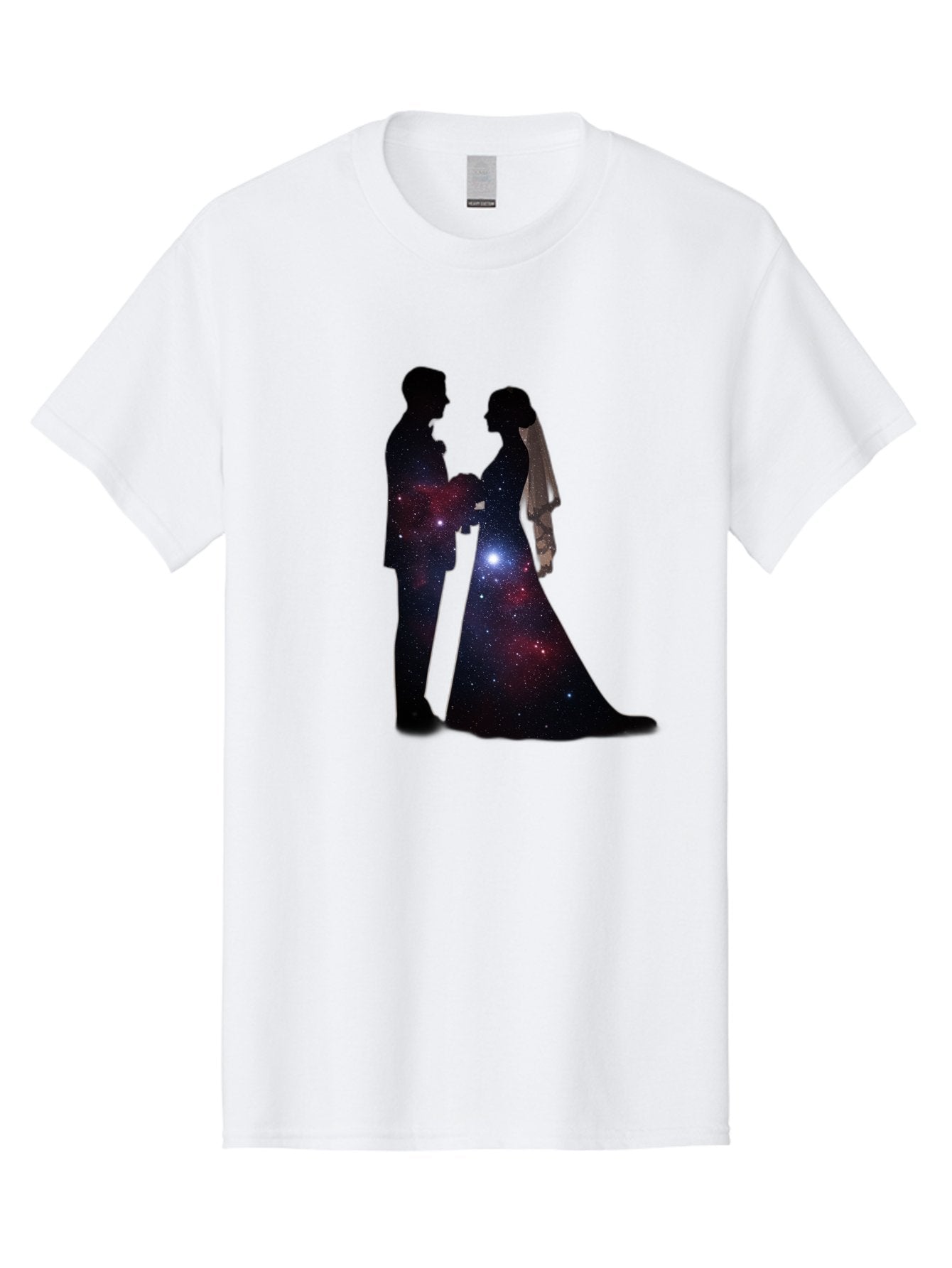 Bride-Groom-Silhouette Men'S Graphic Tee, 100% Cotton, Comfortable Casual Summer Wear, Machine Washable, Bride And Groom Silhouettes, Galaxy Inside Wedding Couple, Starry Night, Love Story, Wedding Vows, Celestial Romance, Eternity, Stars, Baa224 14