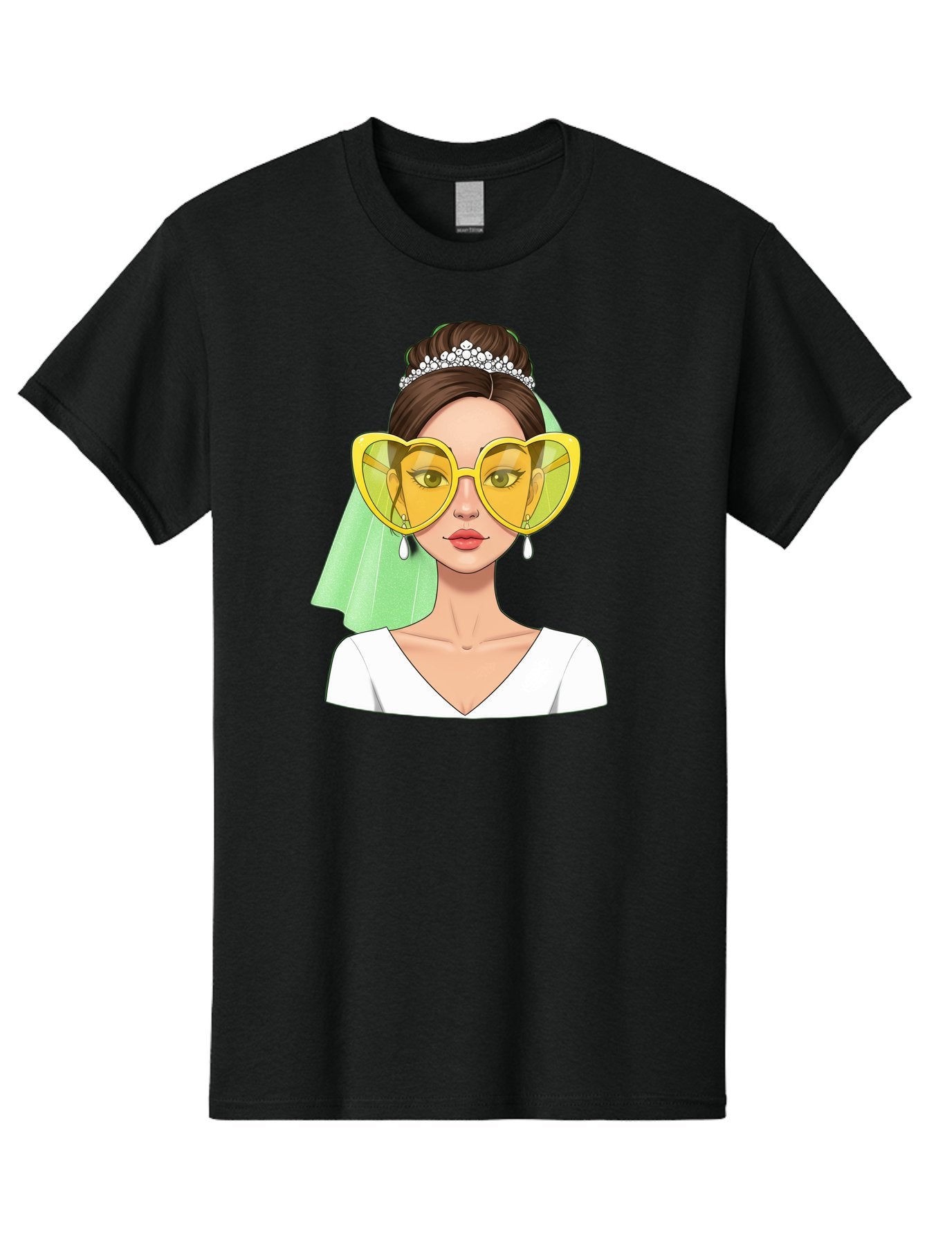 Bride-Heart-Sunglasses Men'S Graphic Tee, 100% Cotton, Comfortable Casual Summer Wear, Machine Washable, Bride With Heart-Shaped Sunglasses, Wedding Accessories, Fashionable Eyewear, Elegant Attire, Wedding Jewelry, Glamorous Look, Baa225 4