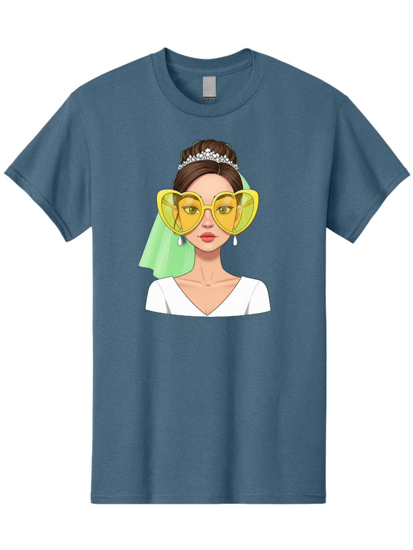 Bride-Heart-Sunglasses Men'S Graphic Tee, 100% Cotton, Comfortable Casual Summer Wear, Machine Washable, Bride With Heart-Shaped Sunglasses, Wedding Accessories, Fashionable Eyewear, Elegant Attire, Wedding Jewelry, Glamorous Look, Baa225 13