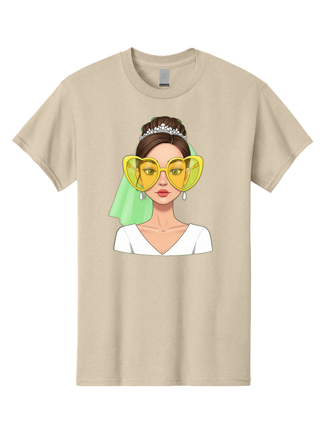 Bride-Heart-Sunglasses Men'S Graphic Tee, 100% Cotton, Comfortable Casual Summer Wear, Machine Washable, Bride With Heart-Shaped Sunglasses, Wedding Accessories, Fashionable Eyewear, Elegant Attire, Wedding Jewelry, Glamorous Look, Baa225 15