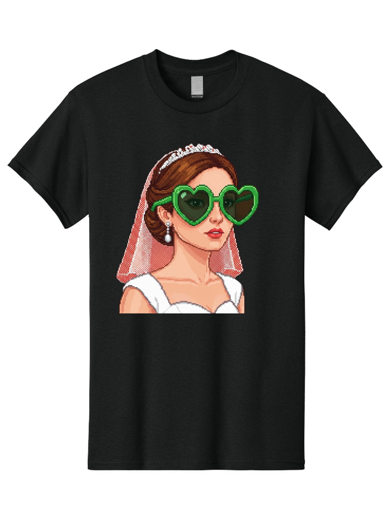Bride-With-Heart-Shaped-Sunglasses-1 Men'S Graphic Tee, 100% Cotton, Comfortable Casual Summer Wear, Machine Washable, Bride Wearing Heart-Shaped Sunglasses, Trendy Wedding Attire, Stylish Accessories, Veil And Tiara, Modern Fashion, Baa228 3
