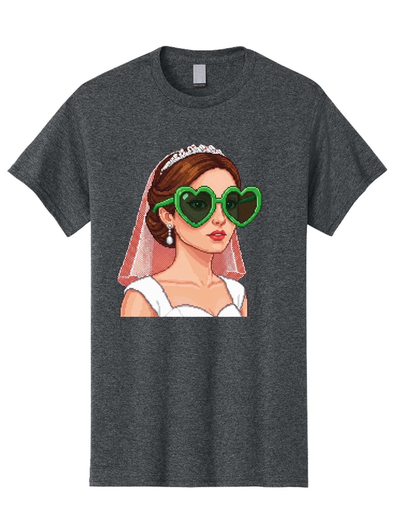 Bride-With-Heart-Shaped-Sunglasses-1 Men'S Graphic Tee, 100% Cotton, Comfortable Casual Summer Wear, Machine Washable, Bride Wearing Heart-Shaped Sunglasses, Trendy Wedding Attire, Stylish Accessories, Veil And Tiara, Modern Fashion, Baa228 13
