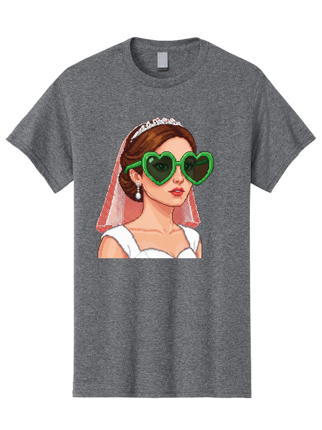 Bride-With-Heart-Shaped-Sunglasses-1 Men'S Graphic Tee, 100% Cotton, Comfortable Casual Summer Wear, Machine Washable, Bride Wearing Heart-Shaped Sunglasses, Trendy Wedding Attire, Stylish Accessories, Veil And Tiara, Modern Fashion, Baa228 5