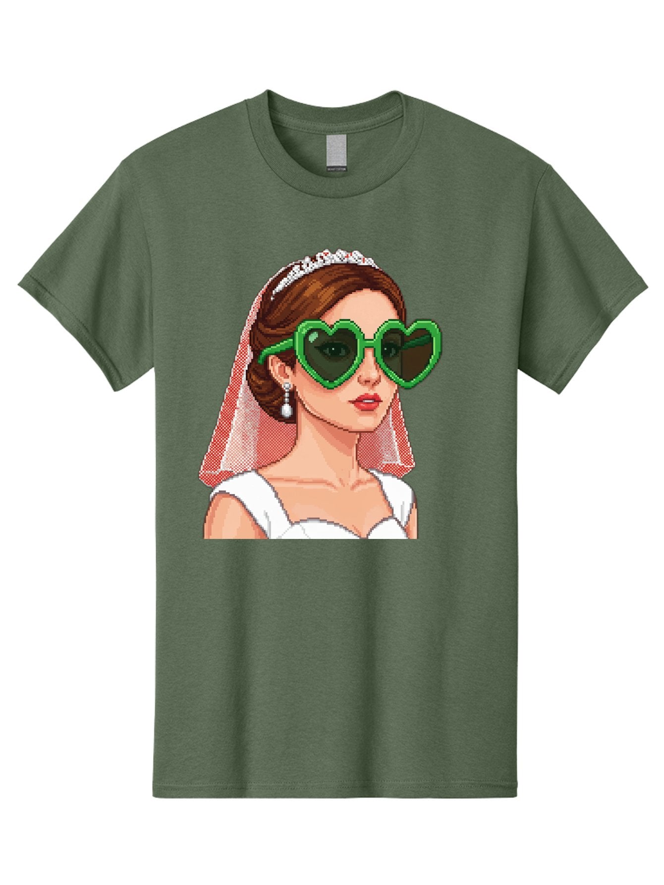 Bride-With-Heart-Shaped-Sunglasses-1 Men'S Graphic Tee, 100% Cotton, Comfortable Casual Summer Wear, Machine Washable, Bride Wearing Heart-Shaped Sunglasses, Trendy Wedding Attire, Stylish Accessories, Veil And Tiara, Modern Fashion, Baa228 12