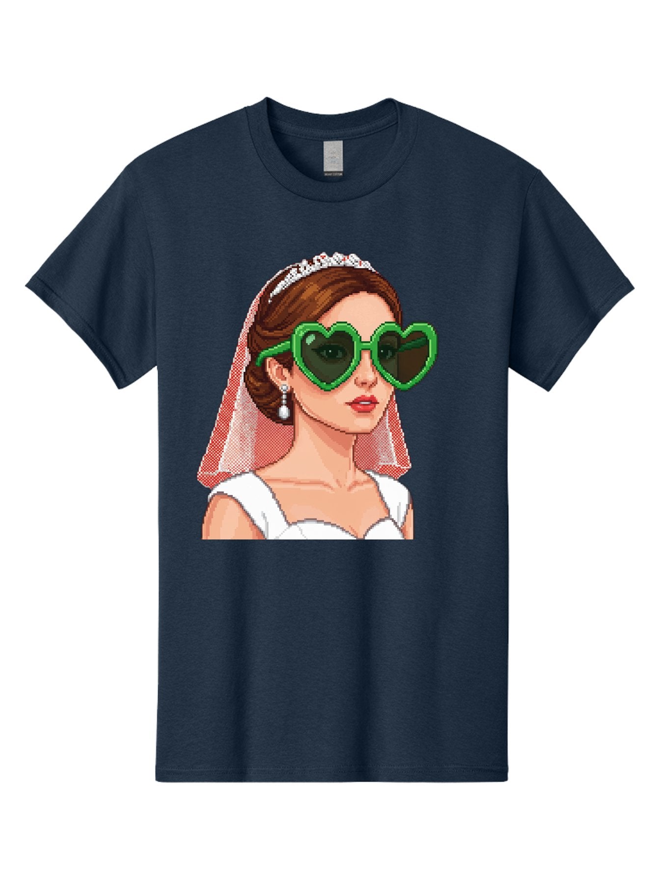 Bride-With-Heart-Shaped-Sunglasses-1 Men'S Graphic Tee, 100% Cotton, Comfortable Casual Summer Wear, Machine Washable, Bride Wearing Heart-Shaped Sunglasses, Trendy Wedding Attire, Stylish Accessories, Veil And Tiara, Modern Fashion, Baa228 11