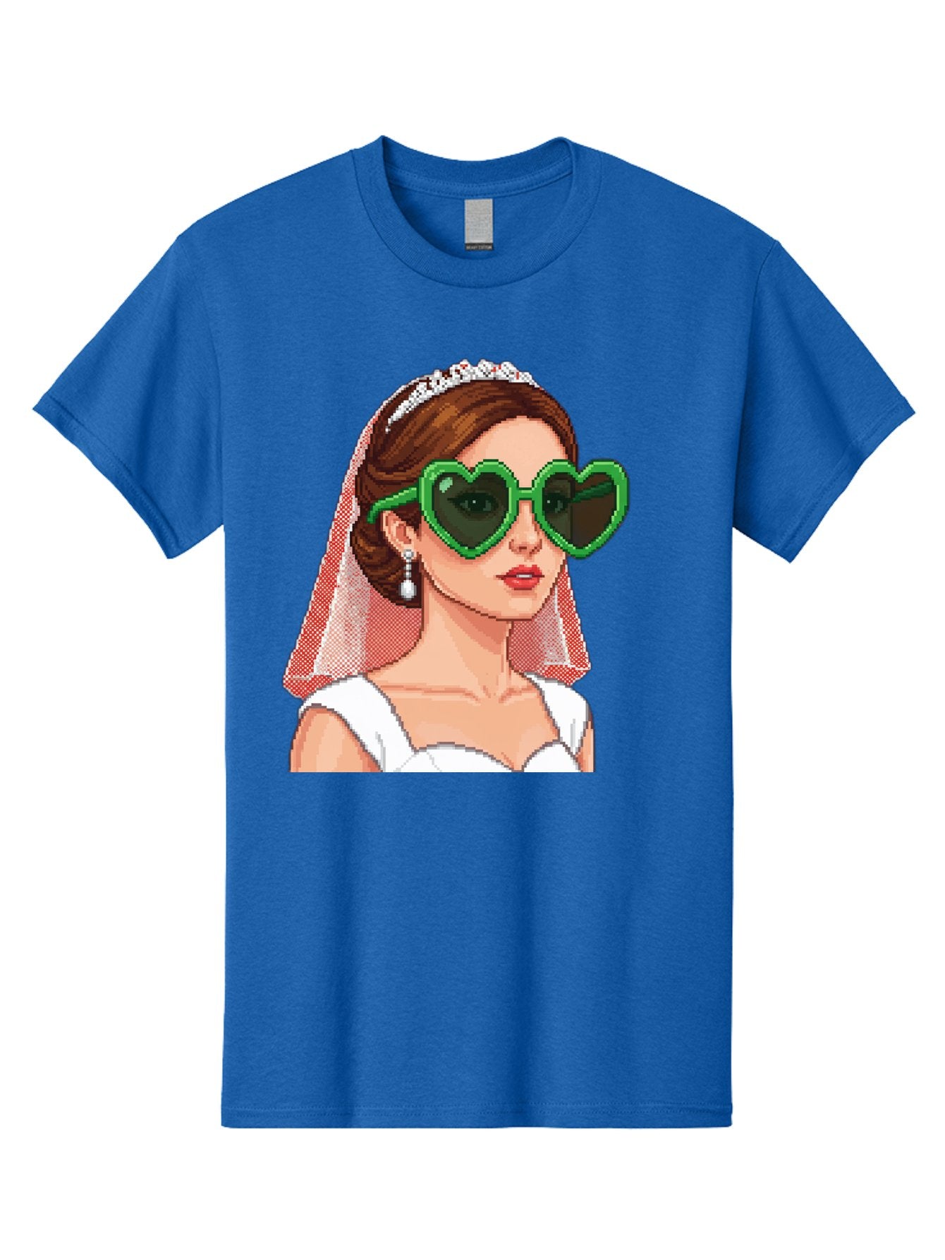 Bride-With-Heart-Shaped-Sunglasses-1 Men'S Graphic Tee, 100% Cotton, Comfortable Casual Summer Wear, Machine Washable, Bride Wearing Heart-Shaped Sunglasses, Trendy Wedding Attire, Stylish Accessories, Veil And Tiara, Modern Fashion, Baa228 4
