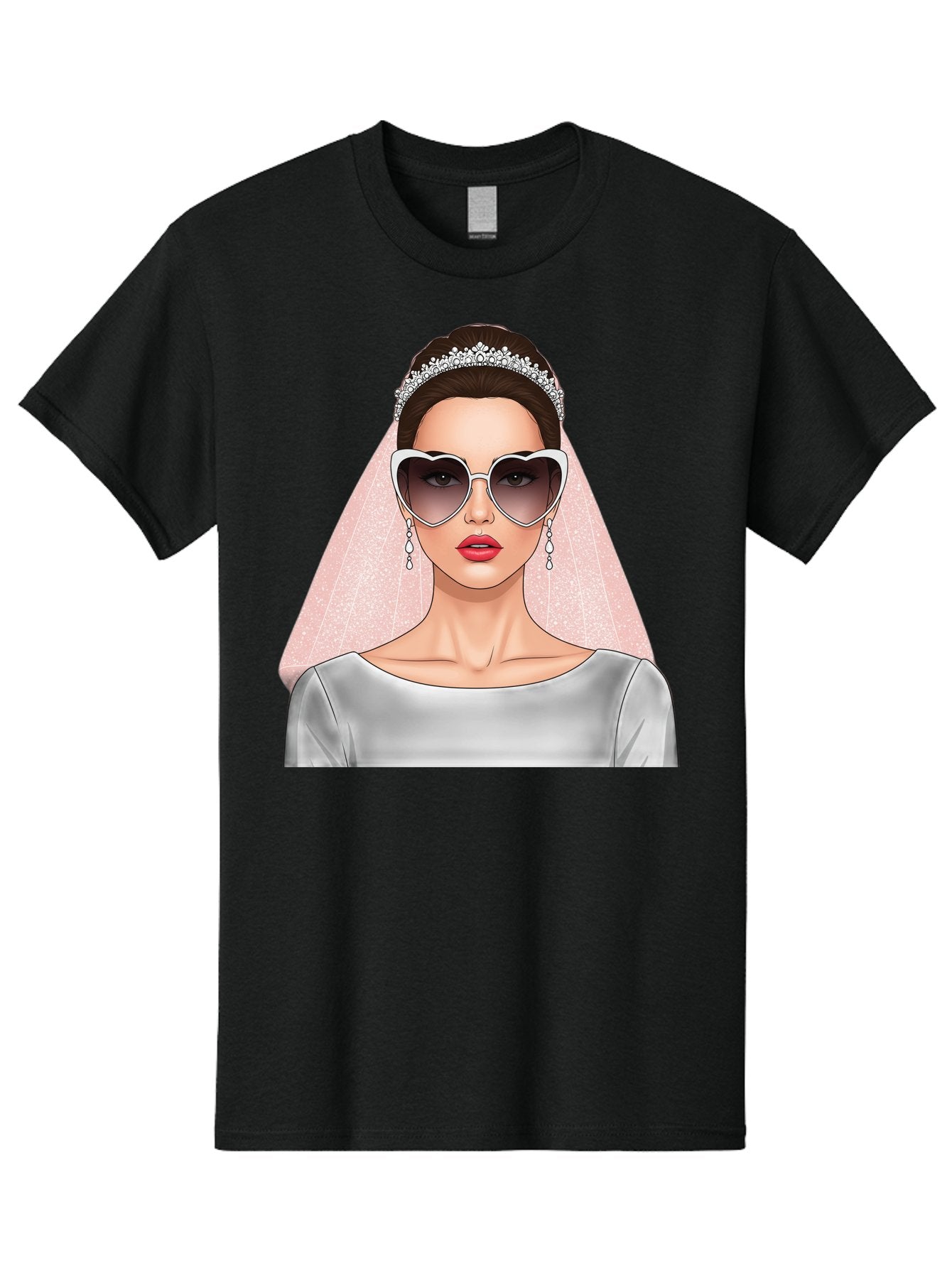 Bride-With-Sunglasses Men'S Graphic Tee, 100% Cotton, Comfortable Casual Summer Wear, Machine Washable, Bride In Sunglasses, Wedding Fashion, Stylish Wedding Attire, Heart-Shaped Sunglasses, Elegant Wedding Look, Trendy Bridal Style, Baa233 14