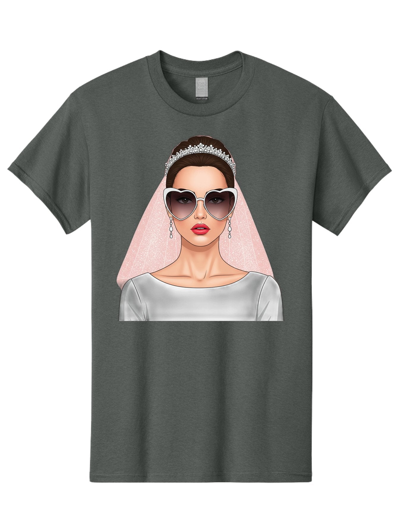 Bride-With-Sunglasses Men'S Graphic Tee, 100% Cotton, Comfortable Casual Summer Wear, Machine Washable, Bride In Sunglasses, Wedding Fashion, Stylish Wedding Attire, Heart-Shaped Sunglasses, Elegant Wedding Look, Trendy Bridal Style, Baa233 7