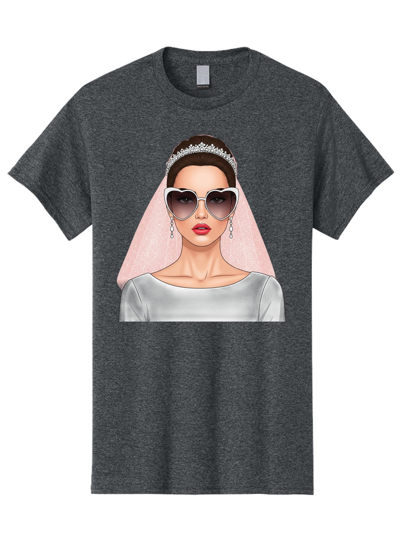 Bride-With-Sunglasses Men'S Graphic Tee, 100% Cotton, Comfortable Casual Summer Wear, Machine Washable, Bride In Sunglasses, Wedding Fashion, Stylish Wedding Attire, Heart-Shaped Sunglasses, Elegant Wedding Look, Trendy Bridal Style, Baa233 8