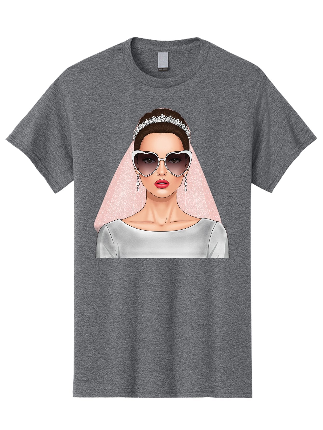Bride-With-Sunglasses Men'S Graphic Tee, 100% Cotton, Comfortable Casual Summer Wear, Machine Washable, Bride In Sunglasses, Wedding Fashion, Stylish Wedding Attire, Heart-Shaped Sunglasses, Elegant Wedding Look, Trendy Bridal Style, Baa233 6