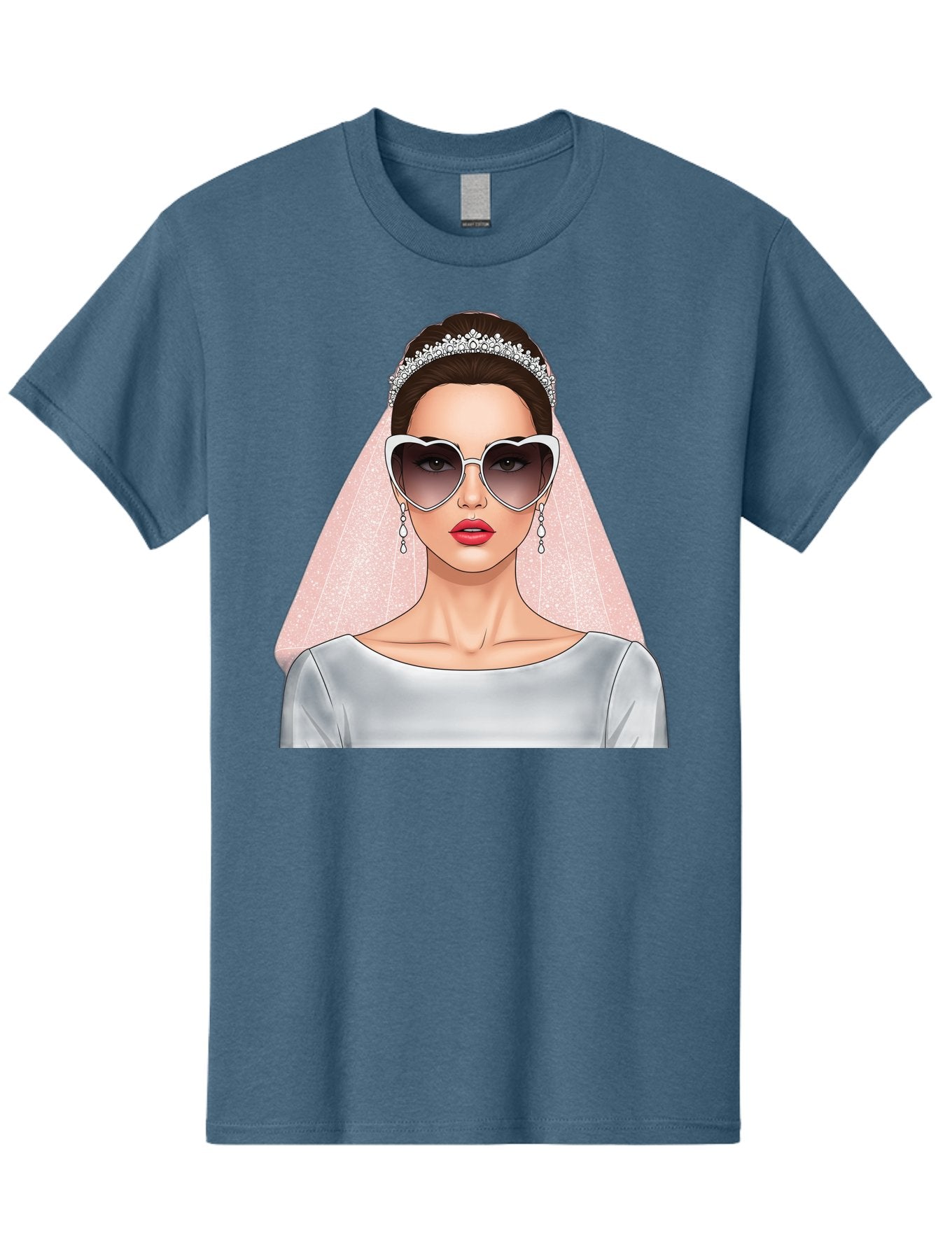 Bride-With-Sunglasses Men'S Graphic Tee, 100% Cotton, Comfortable Casual Summer Wear, Machine Washable, Bride In Sunglasses, Wedding Fashion, Stylish Wedding Attire, Heart-Shaped Sunglasses, Elegant Wedding Look, Trendy Bridal Style, Baa233 10