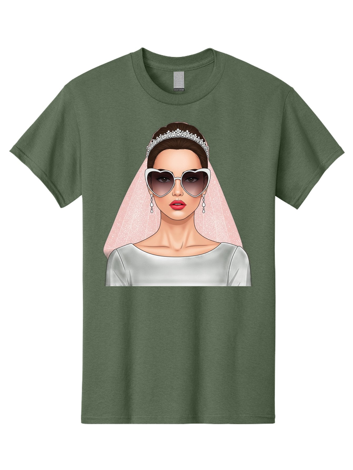Bride-With-Sunglasses Men'S Graphic Tee, 100% Cotton, Comfortable Casual Summer Wear, Machine Washable, Bride In Sunglasses, Wedding Fashion, Stylish Wedding Attire, Heart-Shaped Sunglasses, Elegant Wedding Look, Trendy Bridal Style, Baa233 3