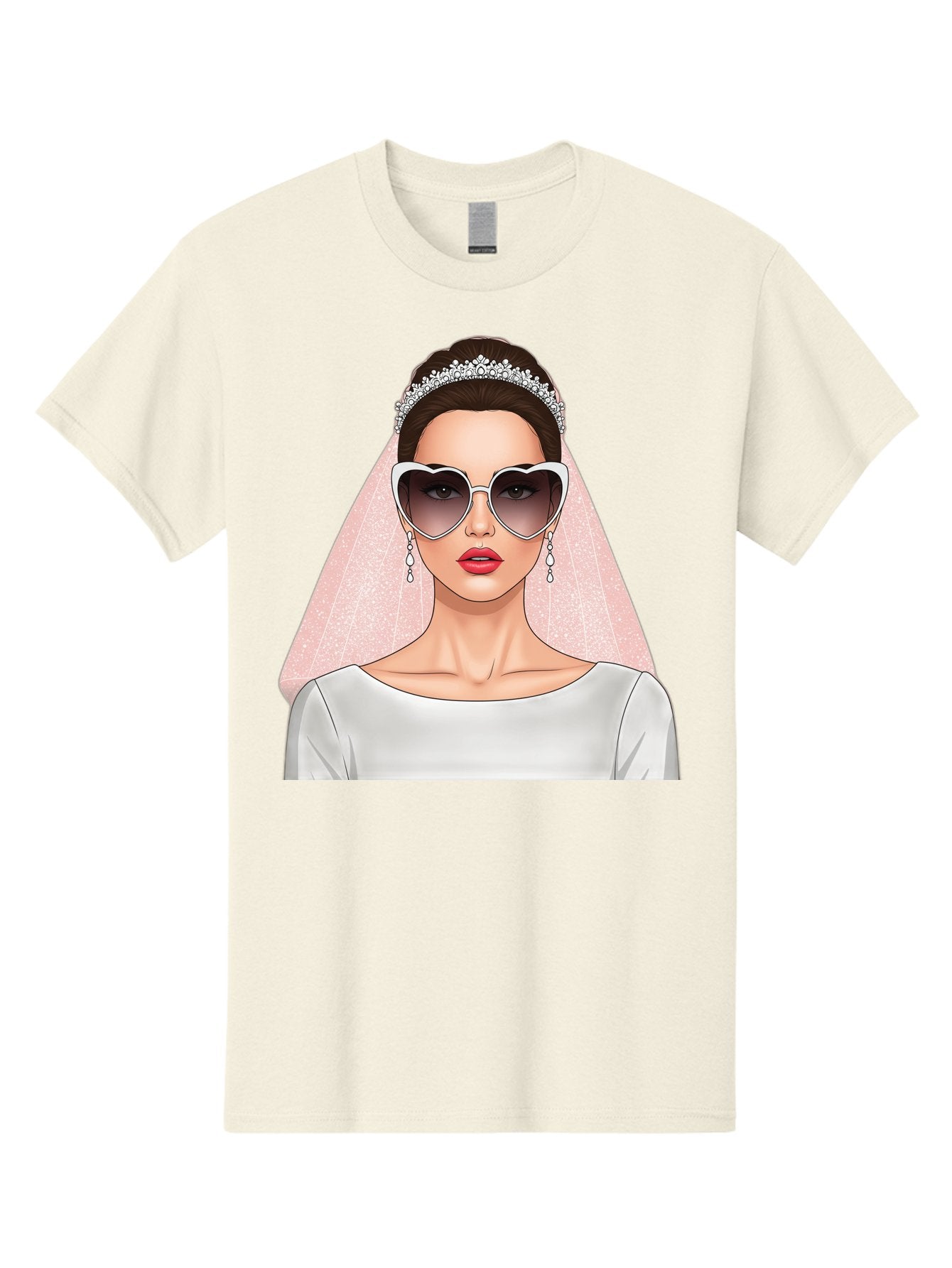 Bride-With-Sunglasses Men'S Graphic Tee, 100% Cotton, Comfortable Casual Summer Wear, Machine Washable, Bride In Sunglasses, Wedding Fashion, Stylish Wedding Attire, Heart-Shaped Sunglasses, Elegant Wedding Look, Trendy Bridal Style, Baa233 5