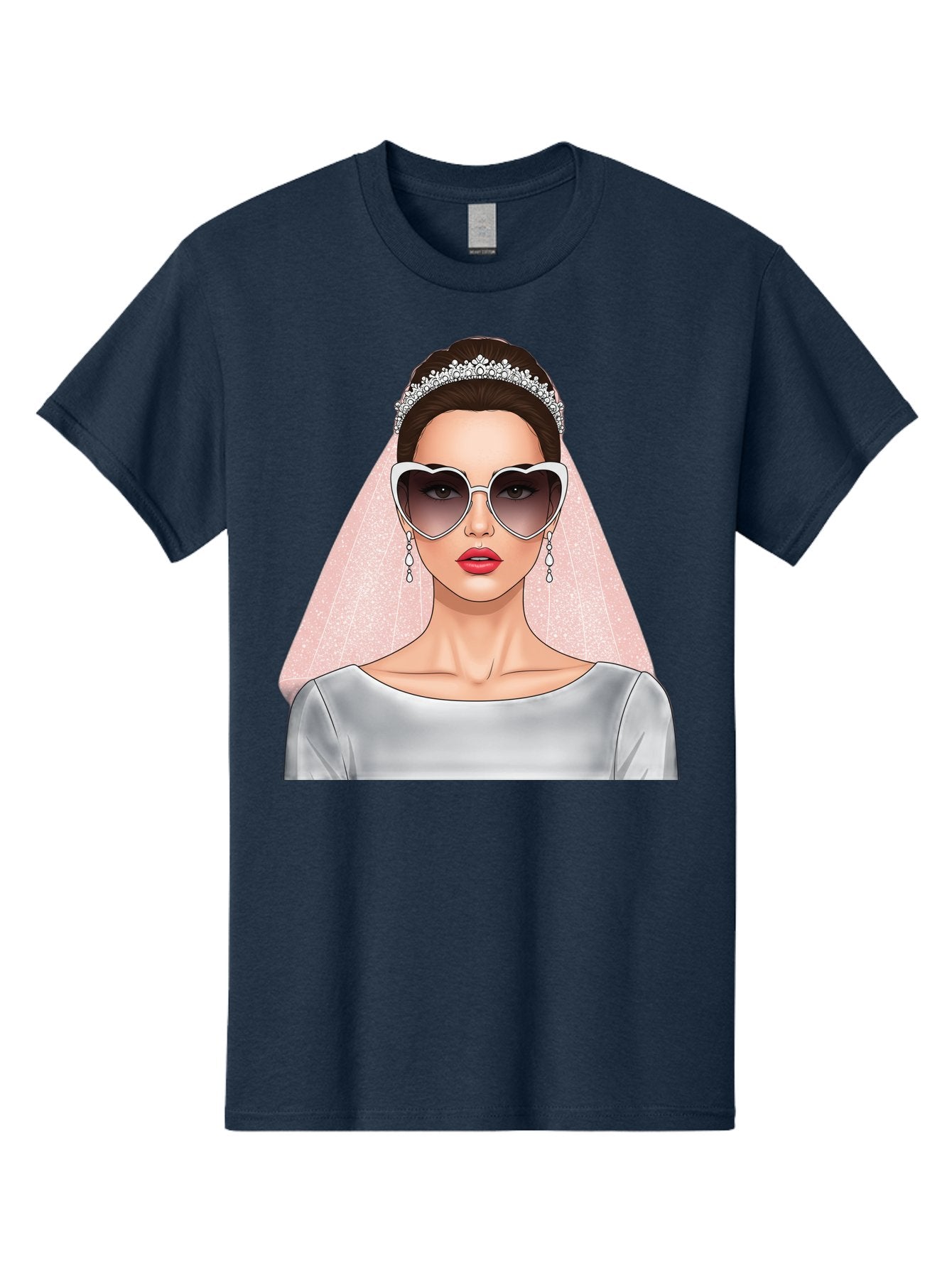 Bride-With-Sunglasses Men'S Graphic Tee, 100% Cotton, Comfortable Casual Summer Wear, Machine Washable, Bride In Sunglasses, Wedding Fashion, Stylish Wedding Attire, Heart-Shaped Sunglasses, Elegant Wedding Look, Trendy Bridal Style, Baa233 11