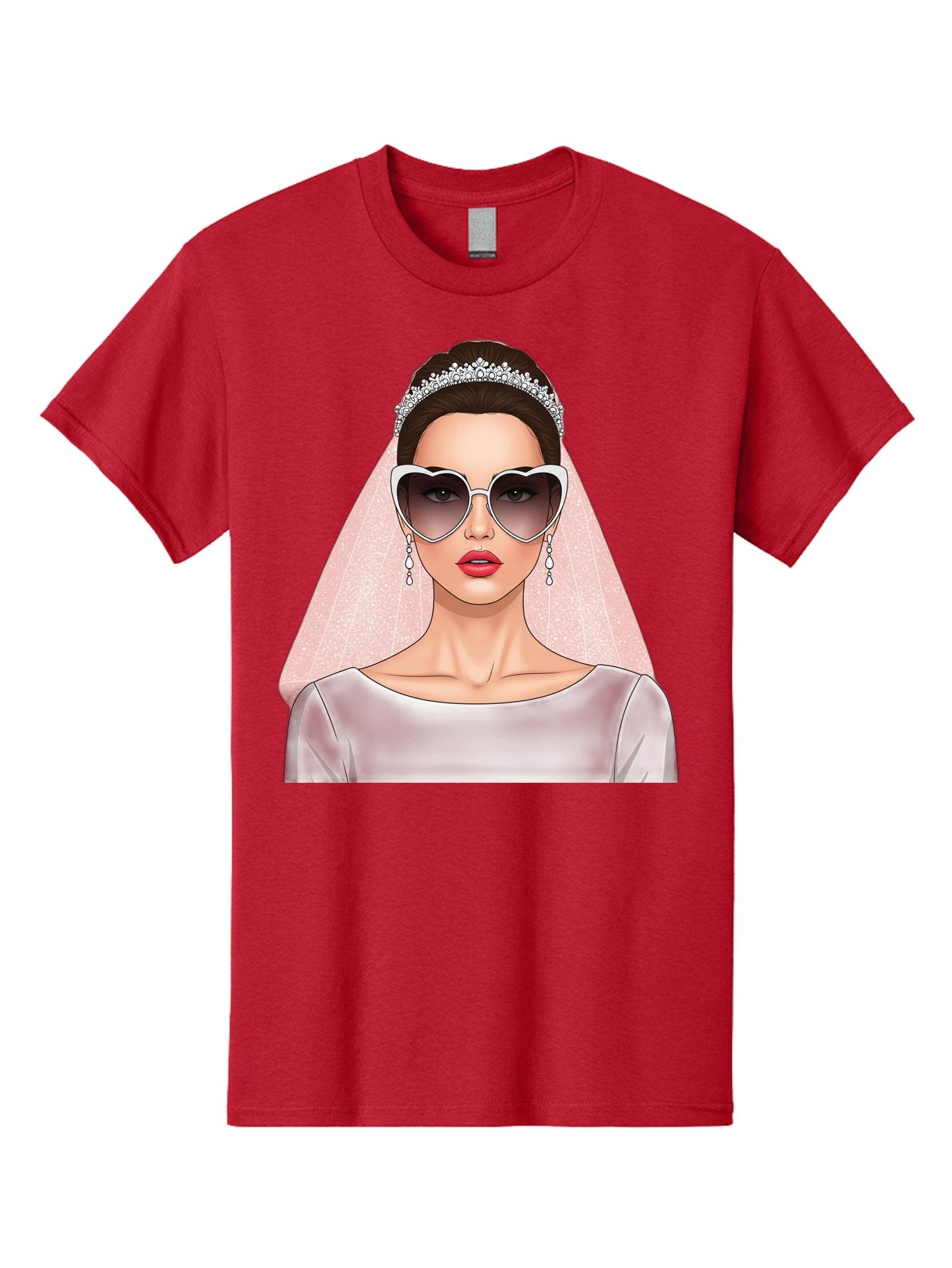 Bride-With-Sunglasses Men'S Graphic Tee, 100% Cotton, Comfortable Casual Summer Wear, Machine Washable, Bride In Sunglasses, Wedding Fashion, Stylish Wedding Attire, Heart-Shaped Sunglasses, Elegant Wedding Look, Trendy Bridal Style, Baa233 12