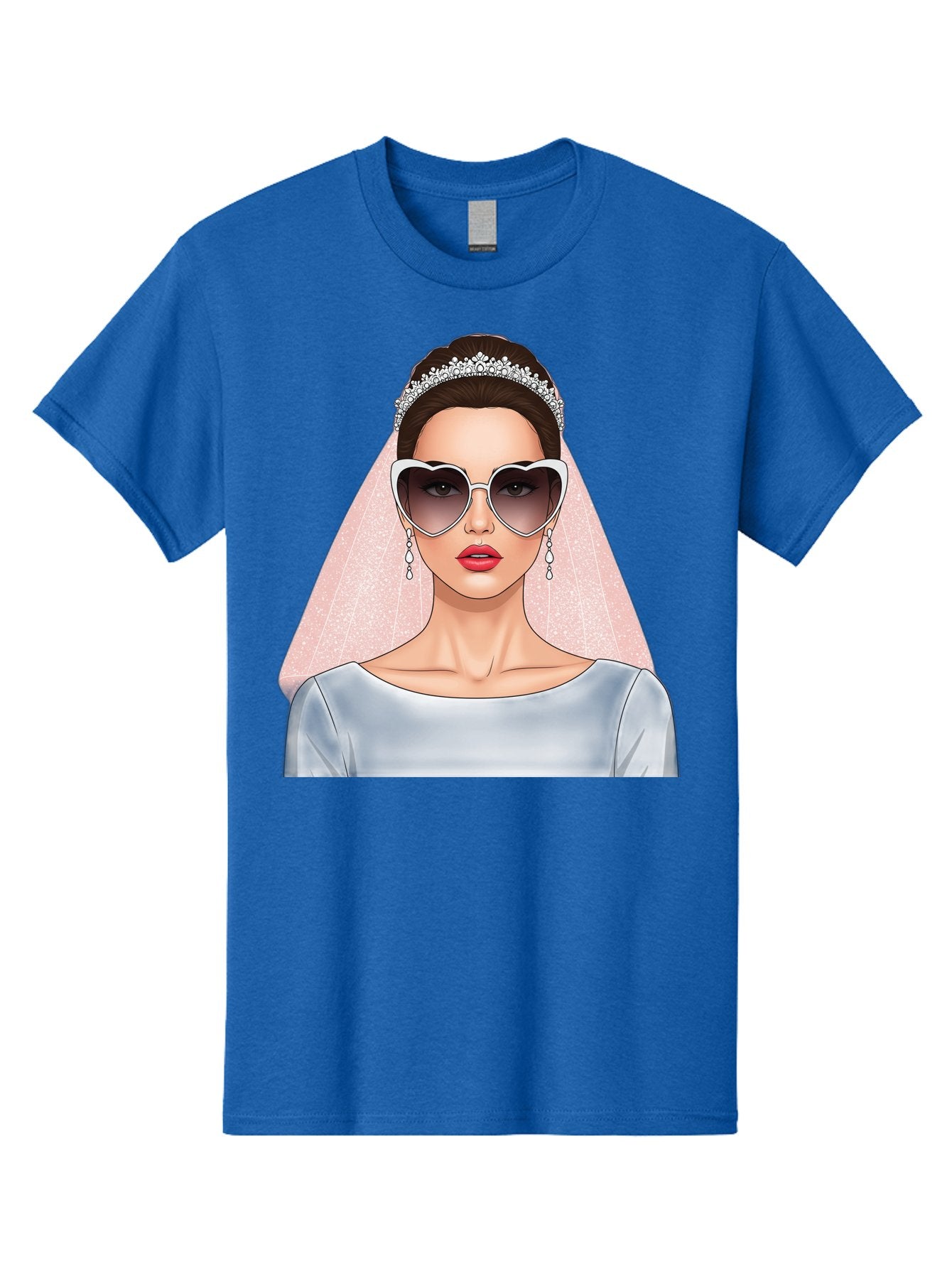Bride-With-Sunglasses Men'S Graphic Tee, 100% Cotton, Comfortable Casual Summer Wear, Machine Washable, Bride In Sunglasses, Wedding Fashion, Stylish Wedding Attire, Heart-Shaped Sunglasses, Elegant Wedding Look, Trendy Bridal Style, Baa233 13