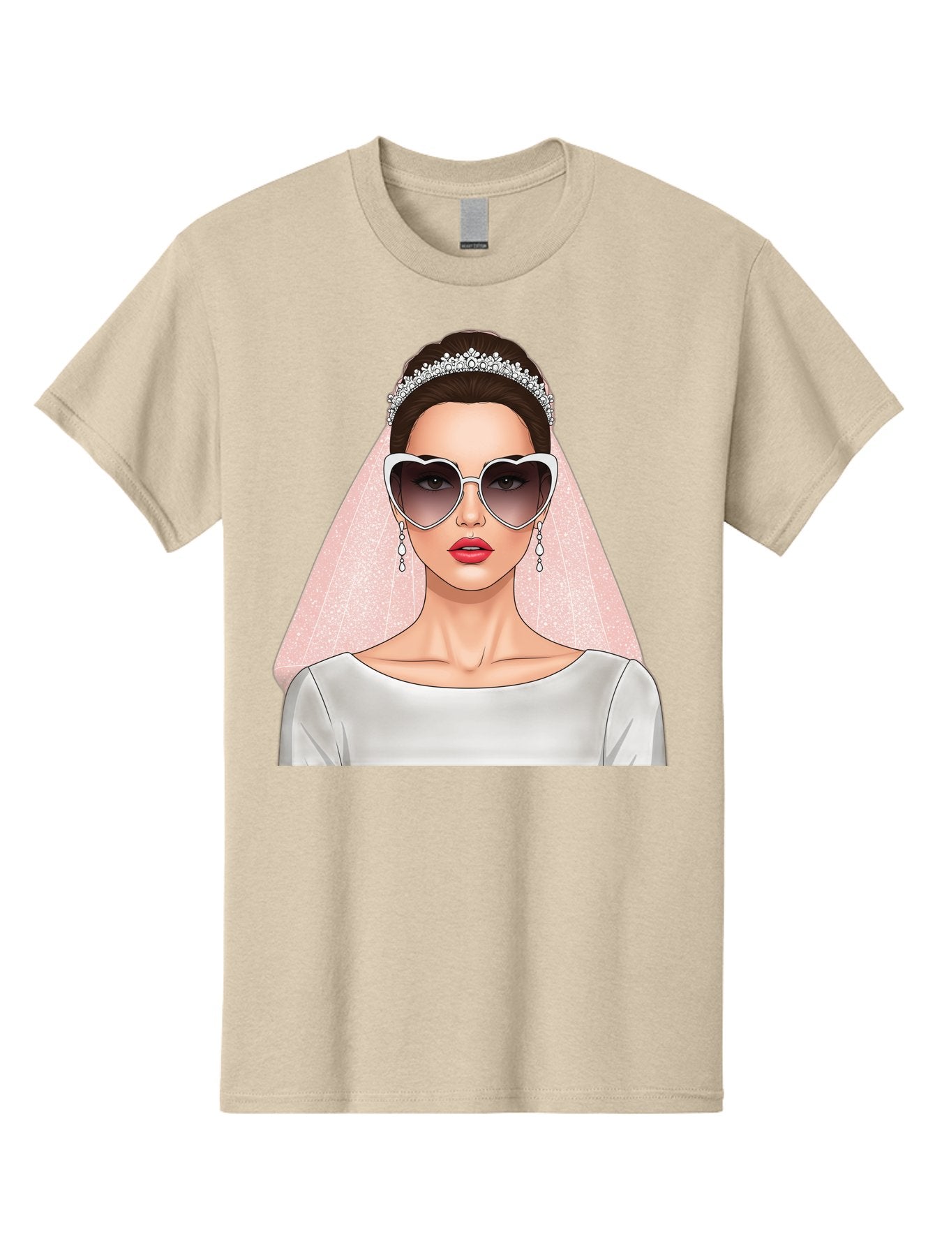 Bride-With-Sunglasses Men'S Graphic Tee, 100% Cotton, Comfortable Casual Summer Wear, Machine Washable, Bride In Sunglasses, Wedding Fashion, Stylish Wedding Attire, Heart-Shaped Sunglasses, Elegant Wedding Look, Trendy Bridal Style, Baa233 9