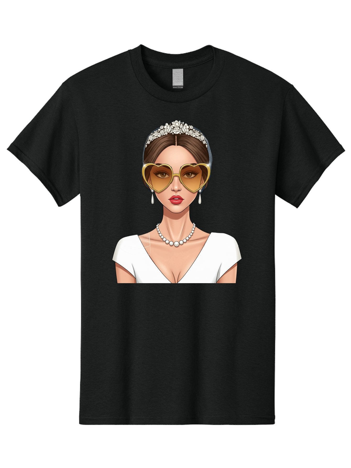 Bride Men'S Graphic Tee, 100% Cotton, Comfortable Casual Summer Wear, Machine Washable, Bride Avatar, White Wedding Dress, Heart-Shaped Sunglasses, Pearl Necklace, Elegant Attire, Glamorous Accessories, Fashionable Design, Luxury Style, Baa234 13