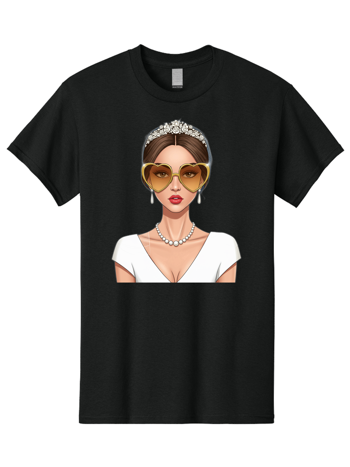 Bride Men'S Graphic Tee, 100% Cotton, Comfortable Casual Summer Wear, Machine Washable, Bride Avatar, White Wedding Dress, Heart-Shaped Sunglasses, Pearl Necklace, Elegant Attire, Glamorous Accessories, Fashionable Design, Luxury Style, Baa234 29