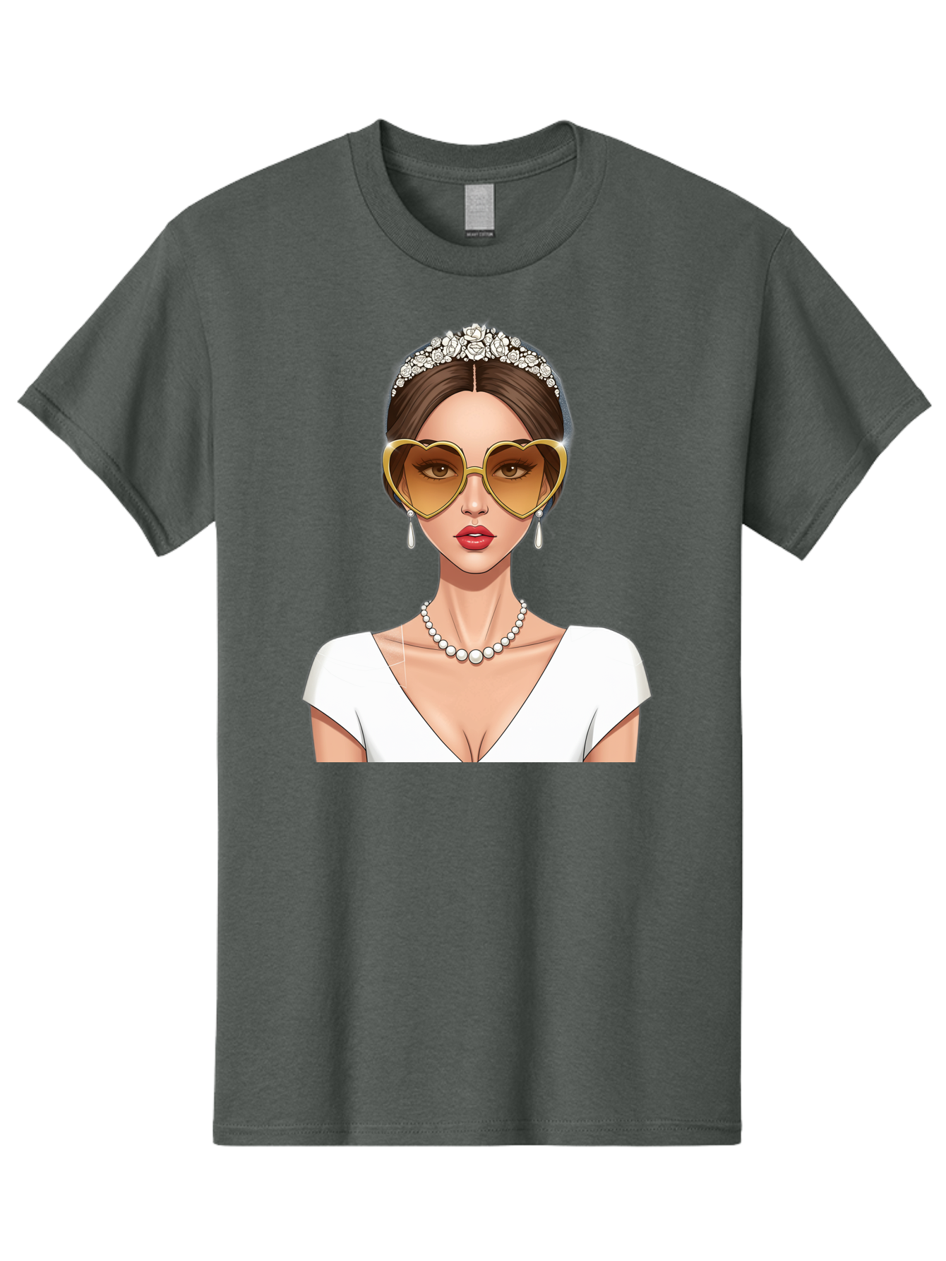 Bride Men'S Graphic Tee, 100% Cotton, Comfortable Casual Summer Wear, Machine Washable, Bride Avatar, White Wedding Dress, Heart-Shaped Sunglasses, Pearl Necklace, Elegant Attire, Glamorous Accessories, Fashionable Design, Luxury Style, Baa234 15
