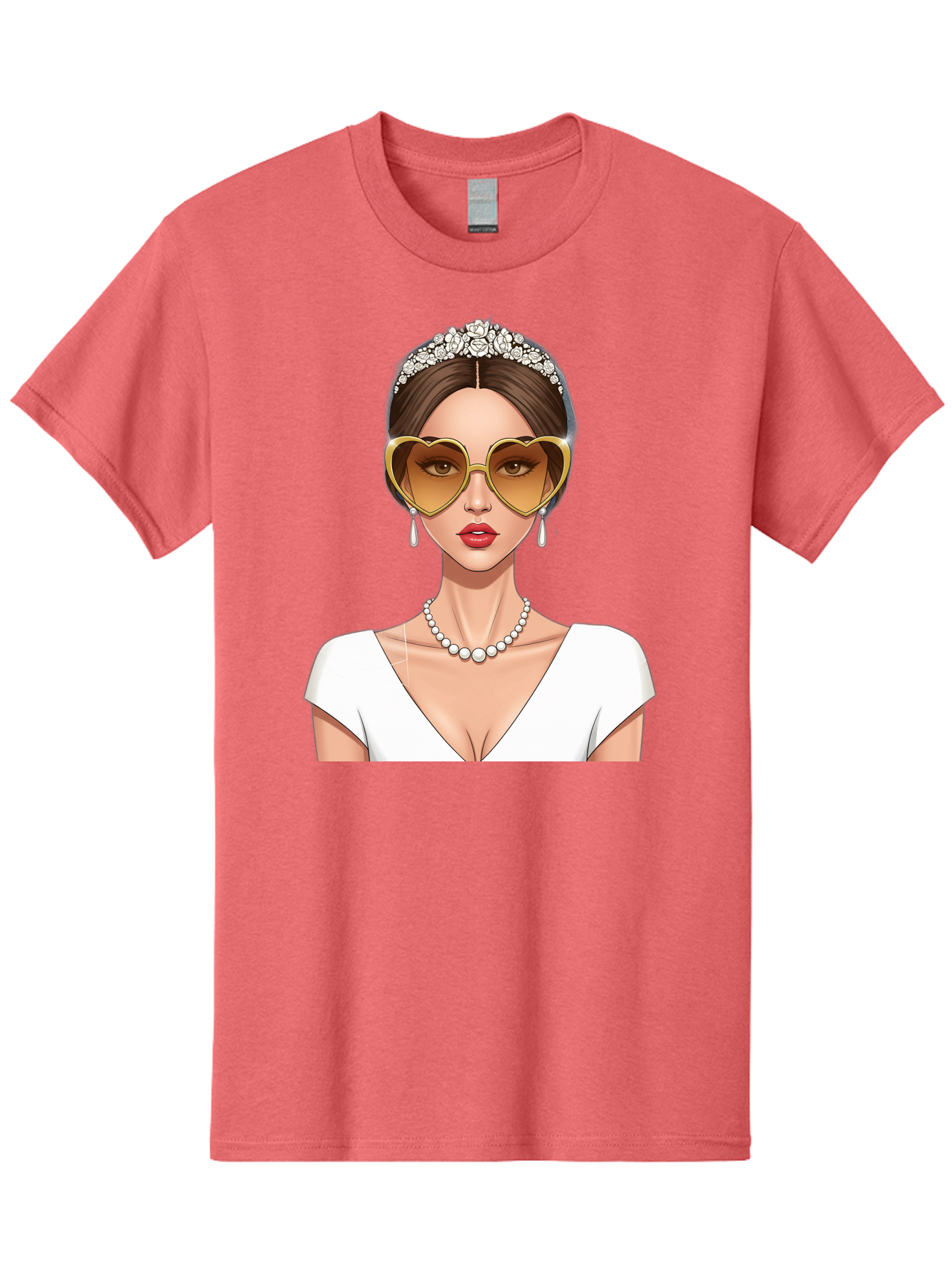 Bride Men'S Graphic Tee, 100% Cotton, Comfortable Casual Summer Wear, Machine Washable, Bride Avatar, White Wedding Dress, Heart-Shaped Sunglasses, Pearl Necklace, Elegant Attire, Glamorous Accessories, Fashionable Design, Luxury Style, Baa234 17