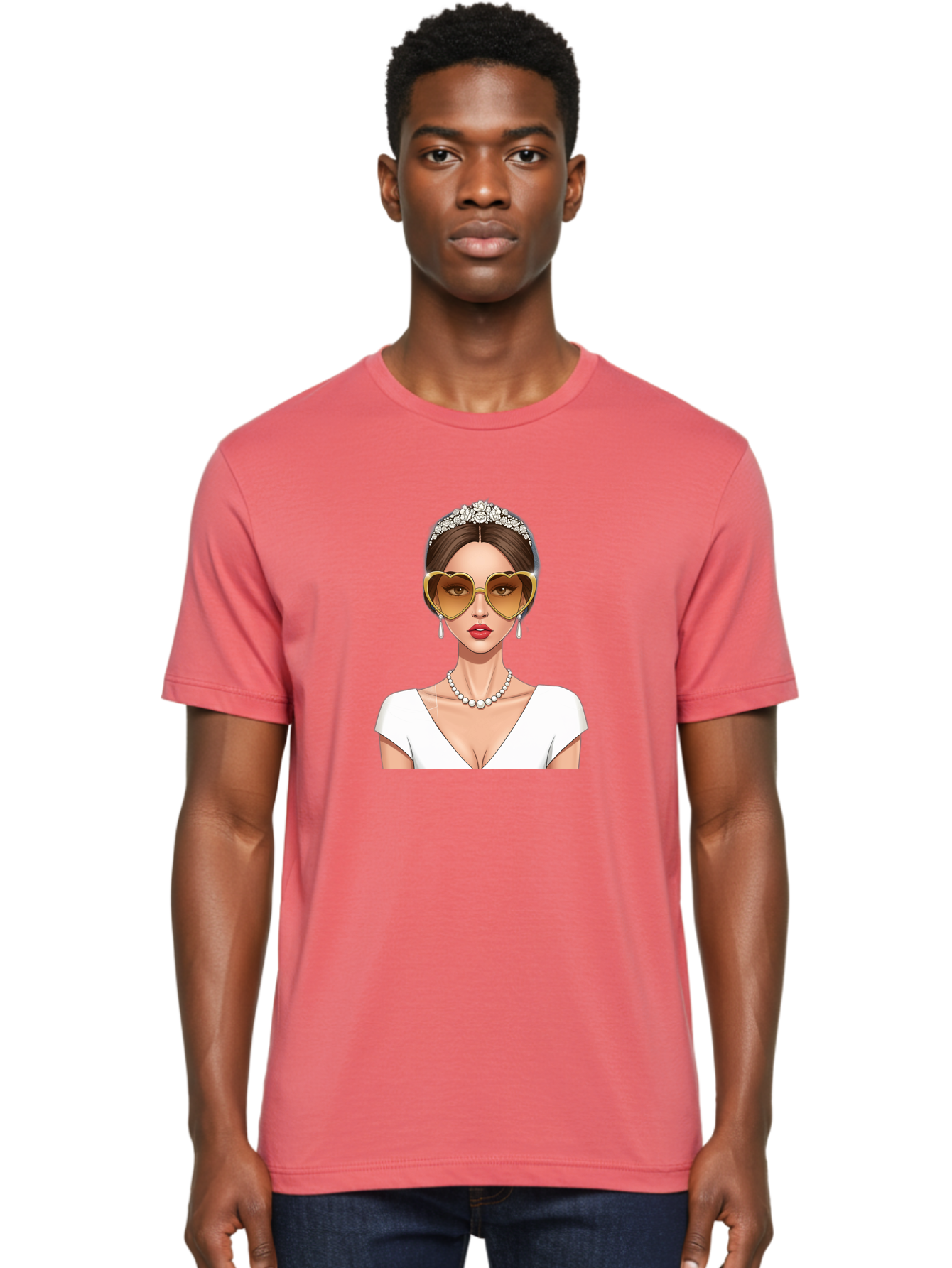 Bride Men'S Graphic Tee, 100% Cotton, Comfortable Casual Summer Wear, Machine Washable, Bride Avatar, White Wedding Dress, Heart-Shaped Sunglasses, Pearl Necklace, Elegant Attire, Glamorous Accessories, Fashionable Design, Luxury Style, Baa234 18