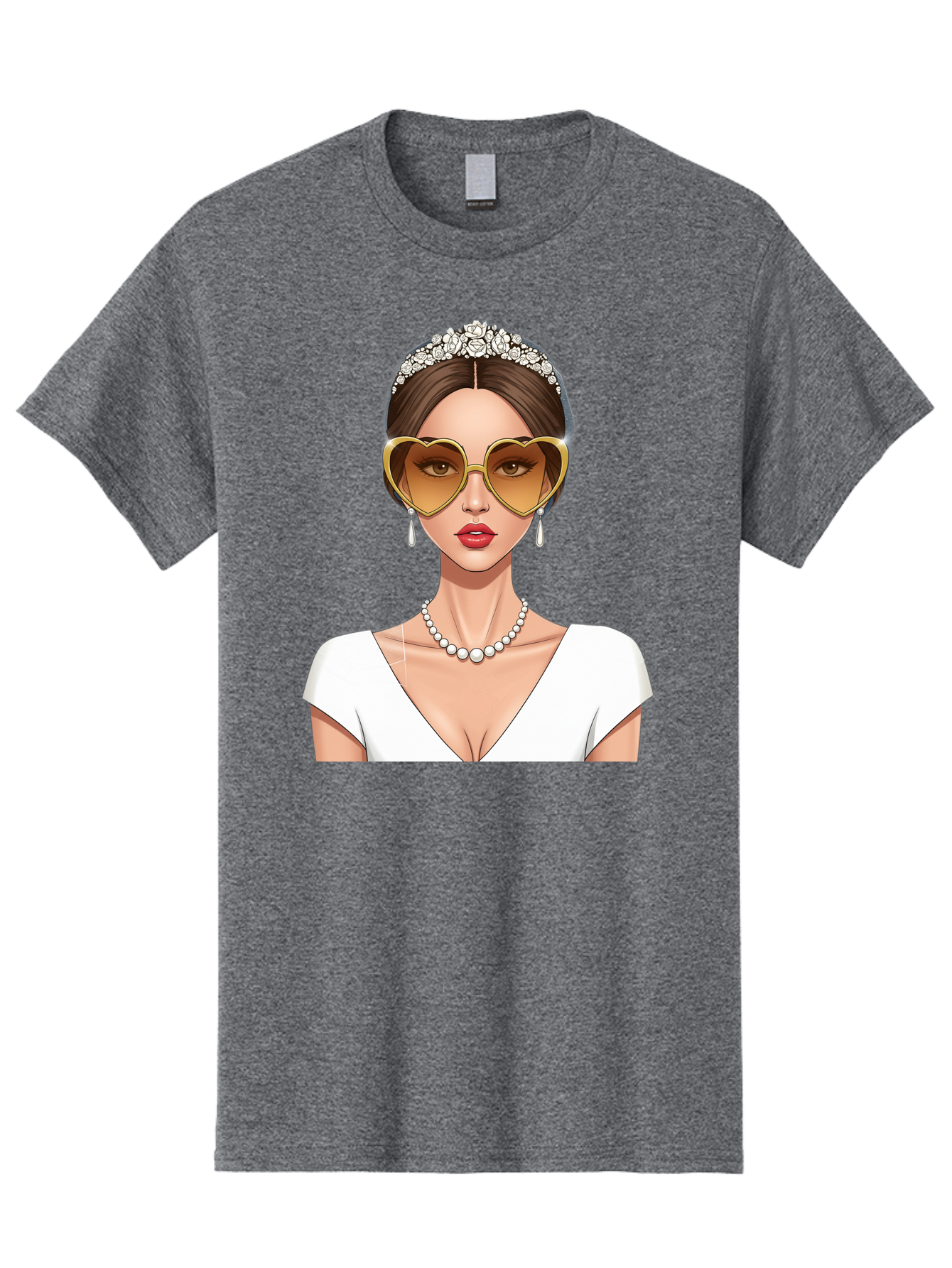 Bride Men'S Graphic Tee, 100% Cotton, Comfortable Casual Summer Wear, Machine Washable, Bride Avatar, White Wedding Dress, Heart-Shaped Sunglasses, Pearl Necklace, Elegant Attire, Glamorous Accessories, Fashionable Design, Luxury Style, Baa234