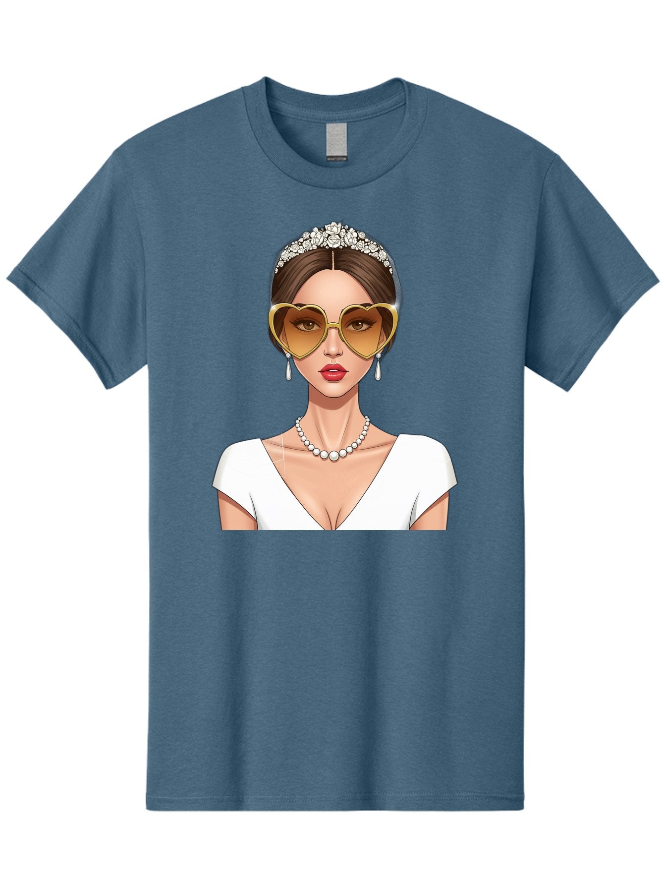 Bride Men'S Graphic Tee, 100% Cotton, Comfortable Casual Summer Wear, Machine Washable, Bride Avatar, White Wedding Dress, Heart-Shaped Sunglasses, Pearl Necklace, Elegant Attire, Glamorous Accessories, Fashionable Design, Luxury Style, Baa234 10
