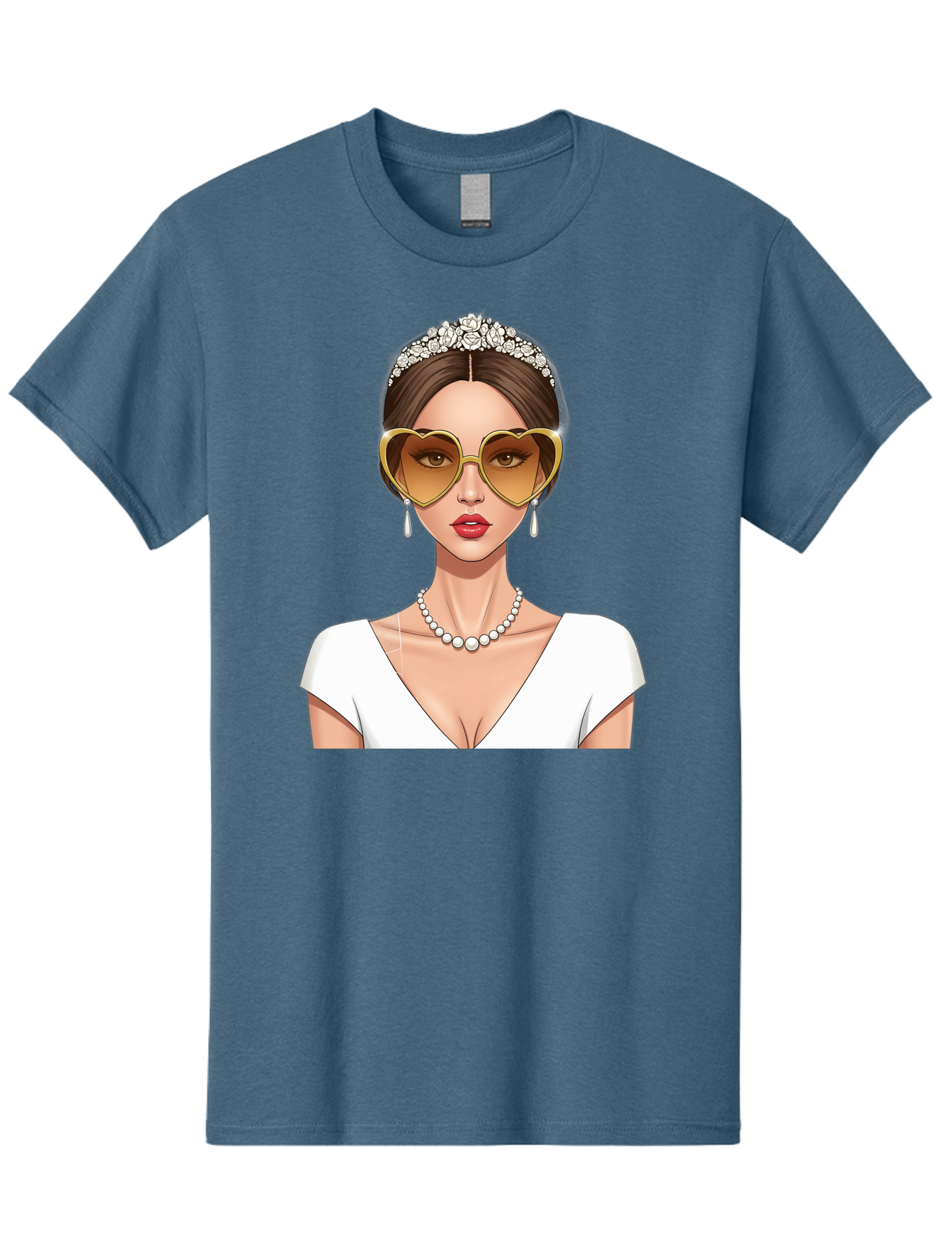Bride Men'S Graphic Tee, 100% Cotton, Comfortable Casual Summer Wear, Machine Washable, Bride Avatar, White Wedding Dress, Heart-Shaped Sunglasses, Pearl Necklace, Elegant Attire, Glamorous Accessories, Fashionable Design, Luxury Style, Baa234 27