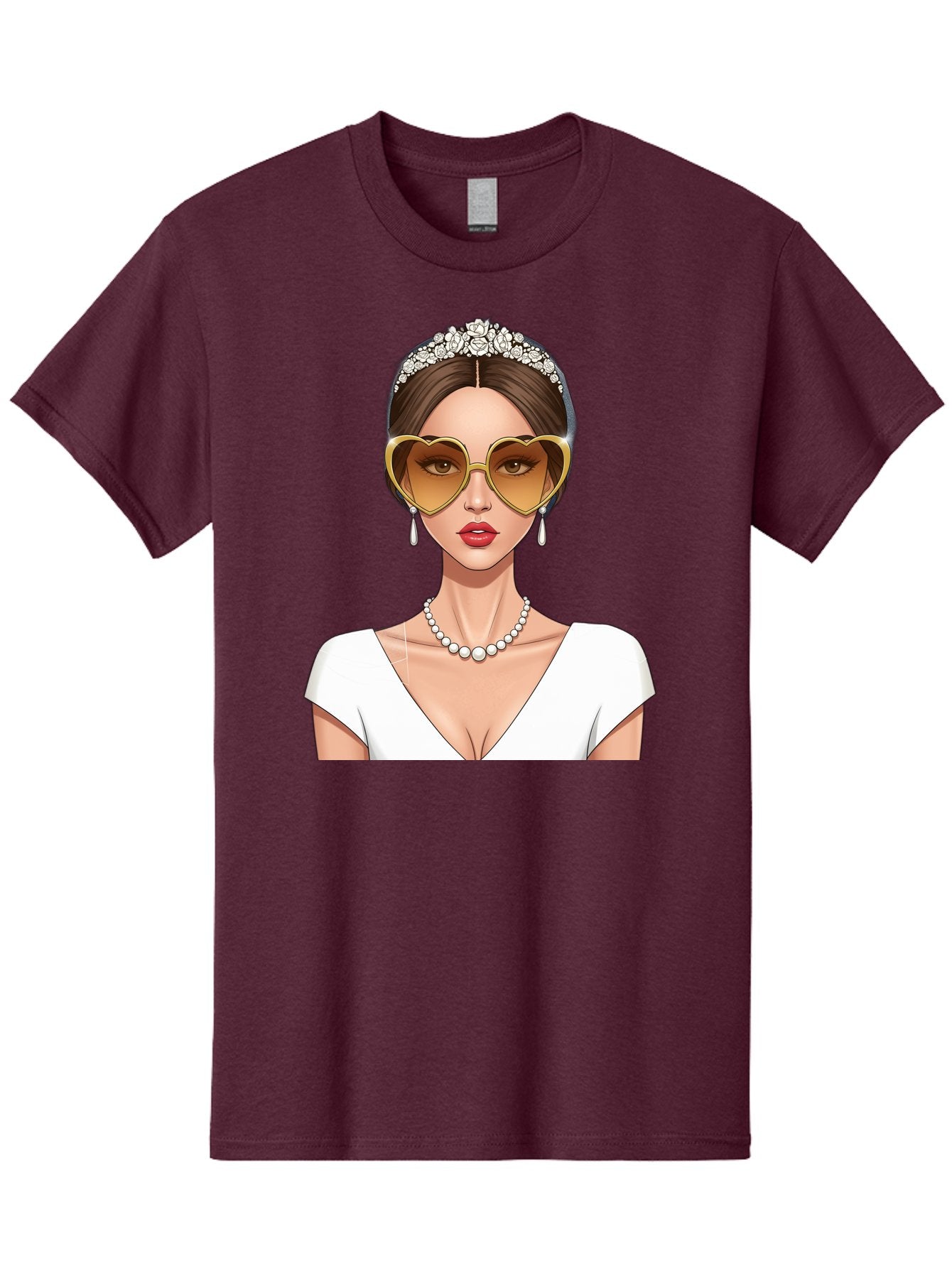 Bride Men'S Graphic Tee, 100% Cotton, Comfortable Casual Summer Wear, Machine Washable, Bride Avatar, White Wedding Dress, Heart-Shaped Sunglasses, Pearl Necklace, Elegant Attire, Glamorous Accessories, Fashionable Design, Luxury Style, Baa234 7