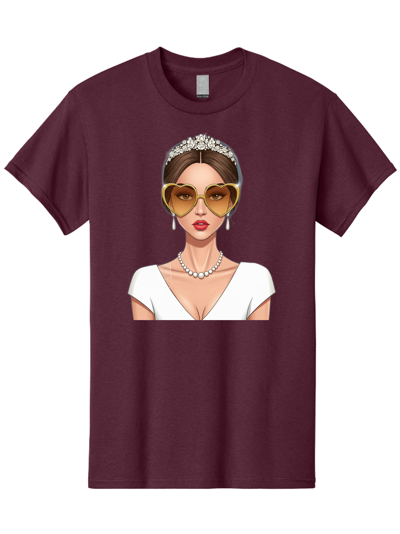 Bride Men'S Graphic Tee, 100% Cotton, Comfortable Casual Summer Wear, Machine Washable, Bride Avatar, White Wedding Dress, Heart-Shaped Sunglasses, Pearl Necklace, Elegant Attire, Glamorous Accessories, Fashionable Design, Luxury Style, Baa234 25