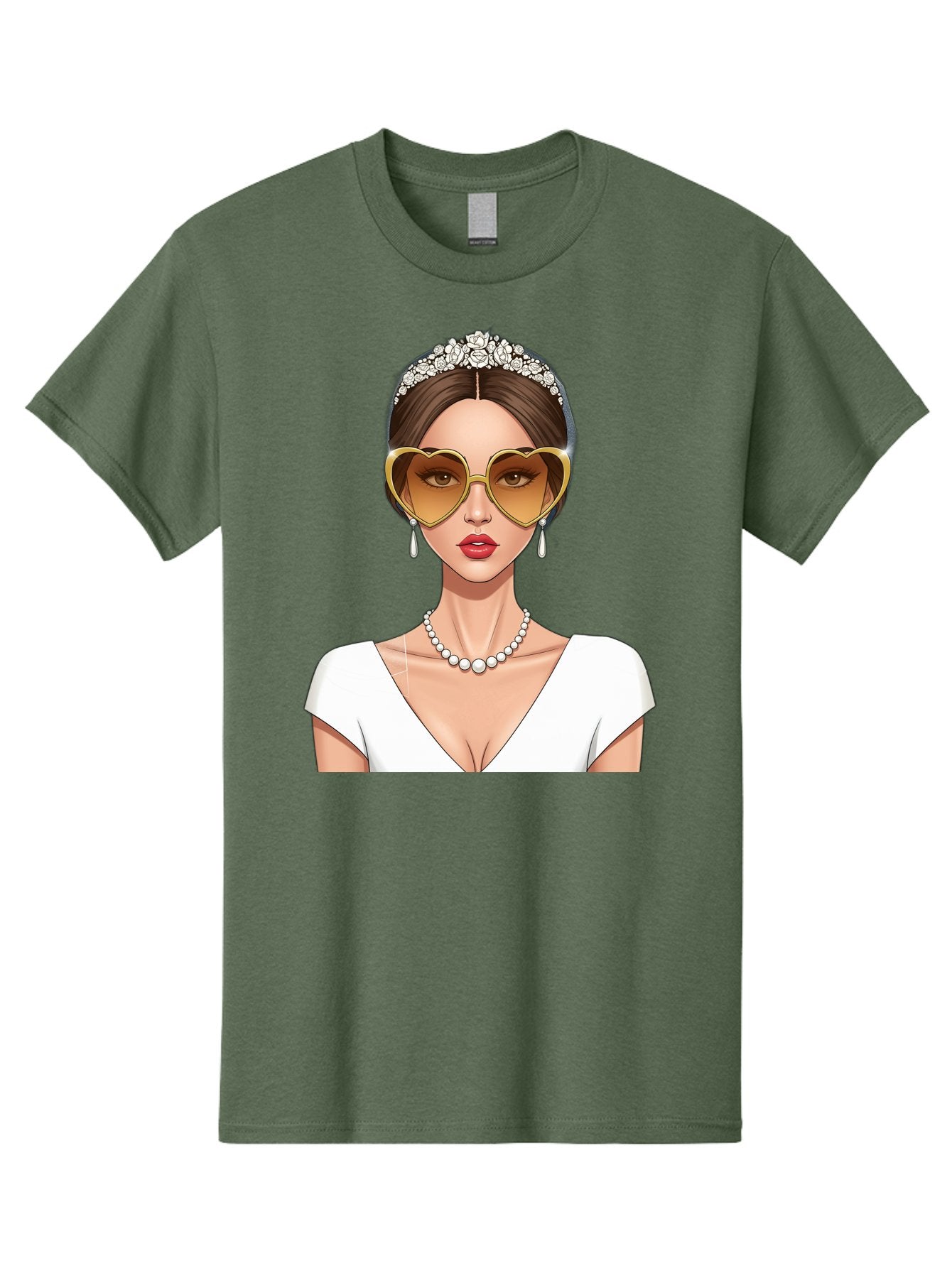 Bride Men'S Graphic Tee, 100% Cotton, Comfortable Casual Summer Wear, Machine Washable, Bride Avatar, White Wedding Dress, Heart-Shaped Sunglasses, Pearl Necklace, Elegant Attire, Glamorous Accessories, Fashionable Design, Luxury Style, Baa234 14
