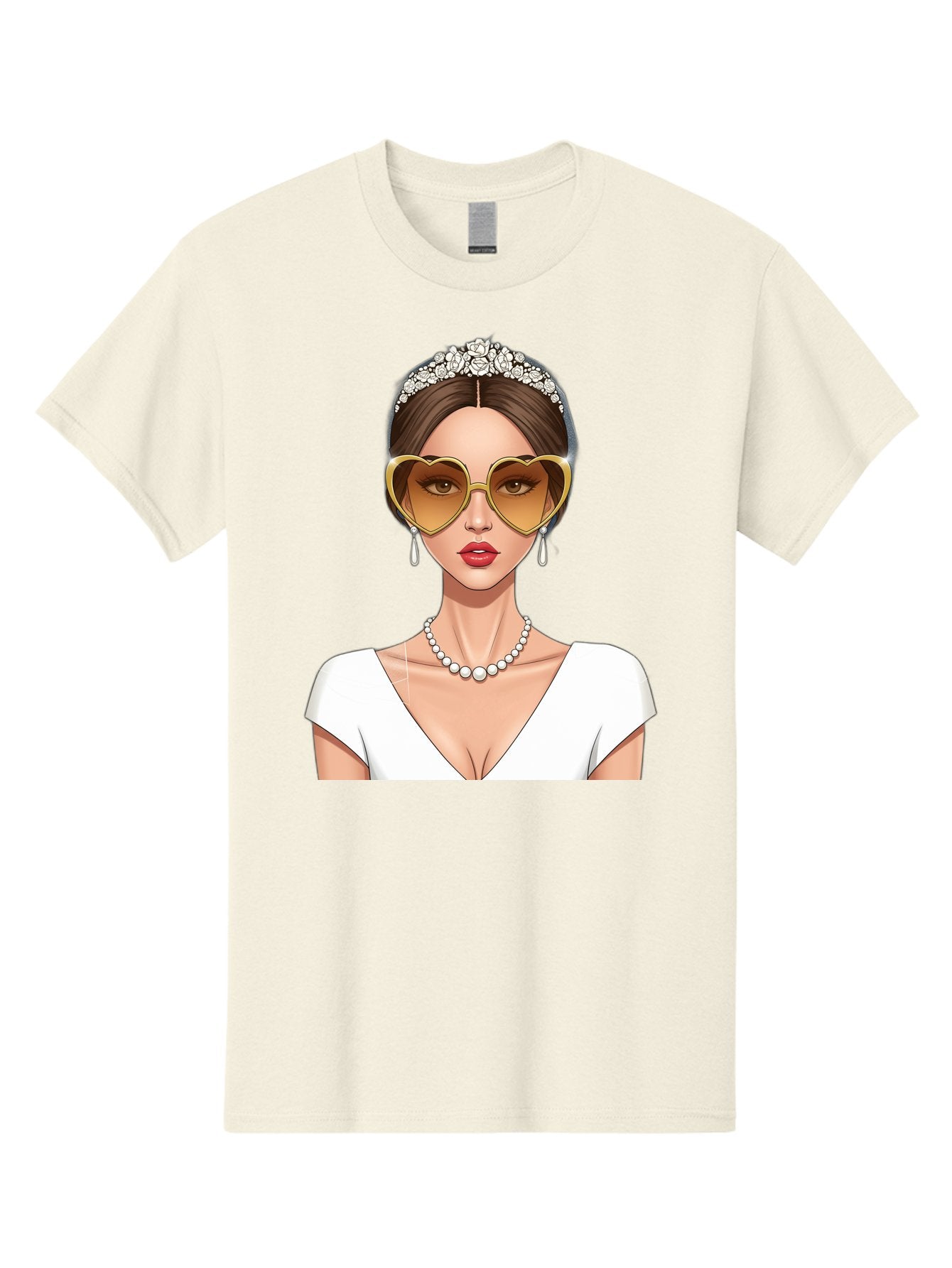 Bride Men'S Graphic Tee, 100% Cotton, Comfortable Casual Summer Wear, Machine Washable, Bride Avatar, White Wedding Dress, Heart-Shaped Sunglasses, Pearl Necklace, Elegant Attire, Glamorous Accessories, Fashionable Design, Luxury Style, Baa234 6