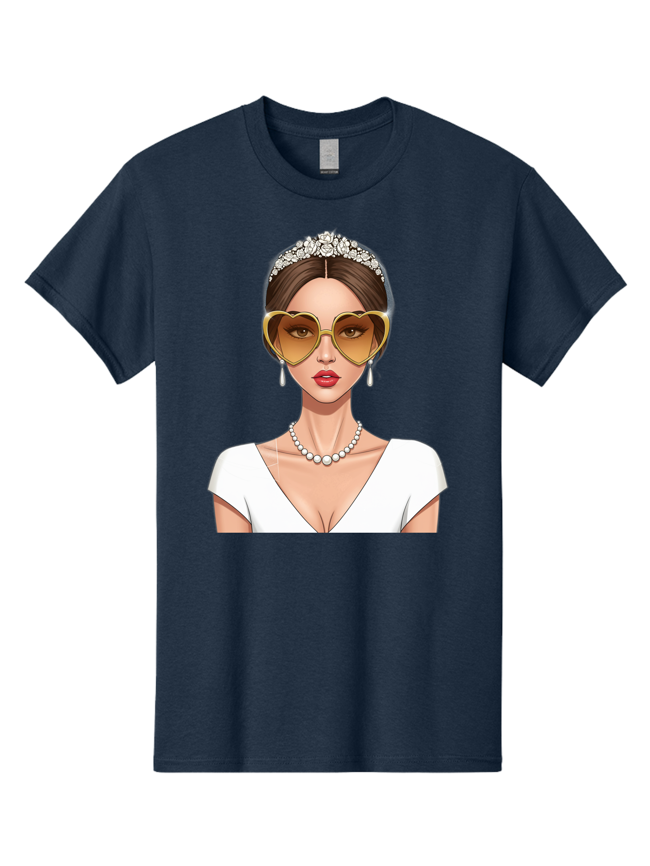 Bride Men'S Graphic Tee, 100% Cotton, Comfortable Casual Summer Wear, Machine Washable, Bride Avatar, White Wedding Dress, Heart-Shaped Sunglasses, Pearl Necklace, Elegant Attire, Glamorous Accessories, Fashionable Design, Luxury Style, Baa234 23