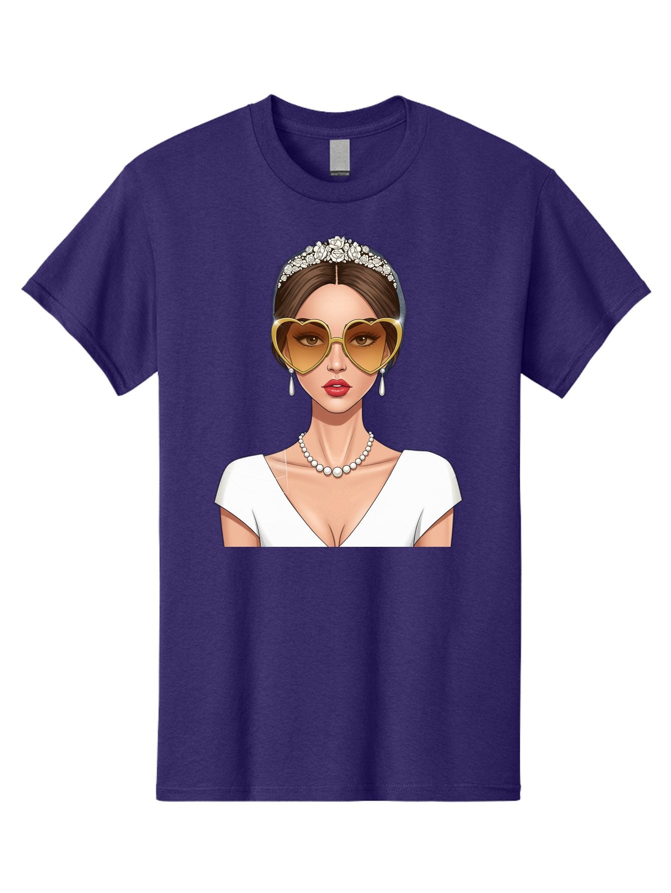 Bride Men'S Graphic Tee, 100% Cotton, Comfortable Casual Summer Wear, Machine Washable, Bride Avatar, White Wedding Dress, Heart-Shaped Sunglasses, Pearl Necklace, Elegant Attire, Glamorous Accessories, Fashionable Design, Luxury Style, Baa234 12