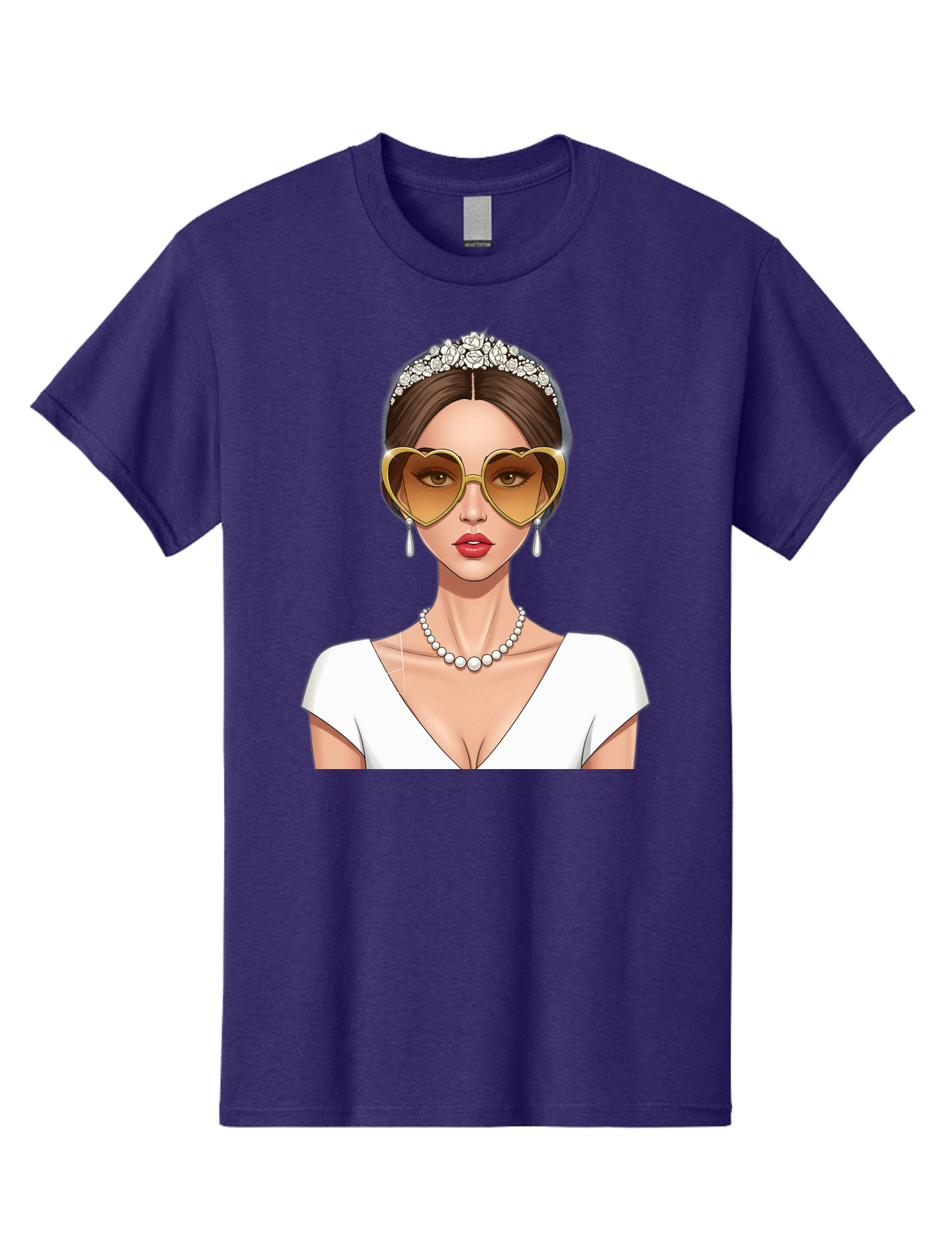 Bride Men'S Graphic Tee, 100% Cotton, Comfortable Casual Summer Wear, Machine Washable, Bride Avatar, White Wedding Dress, Heart-Shaped Sunglasses, Pearl Necklace, Elegant Attire, Glamorous Accessories, Fashionable Design, Luxury Style, Baa234 5