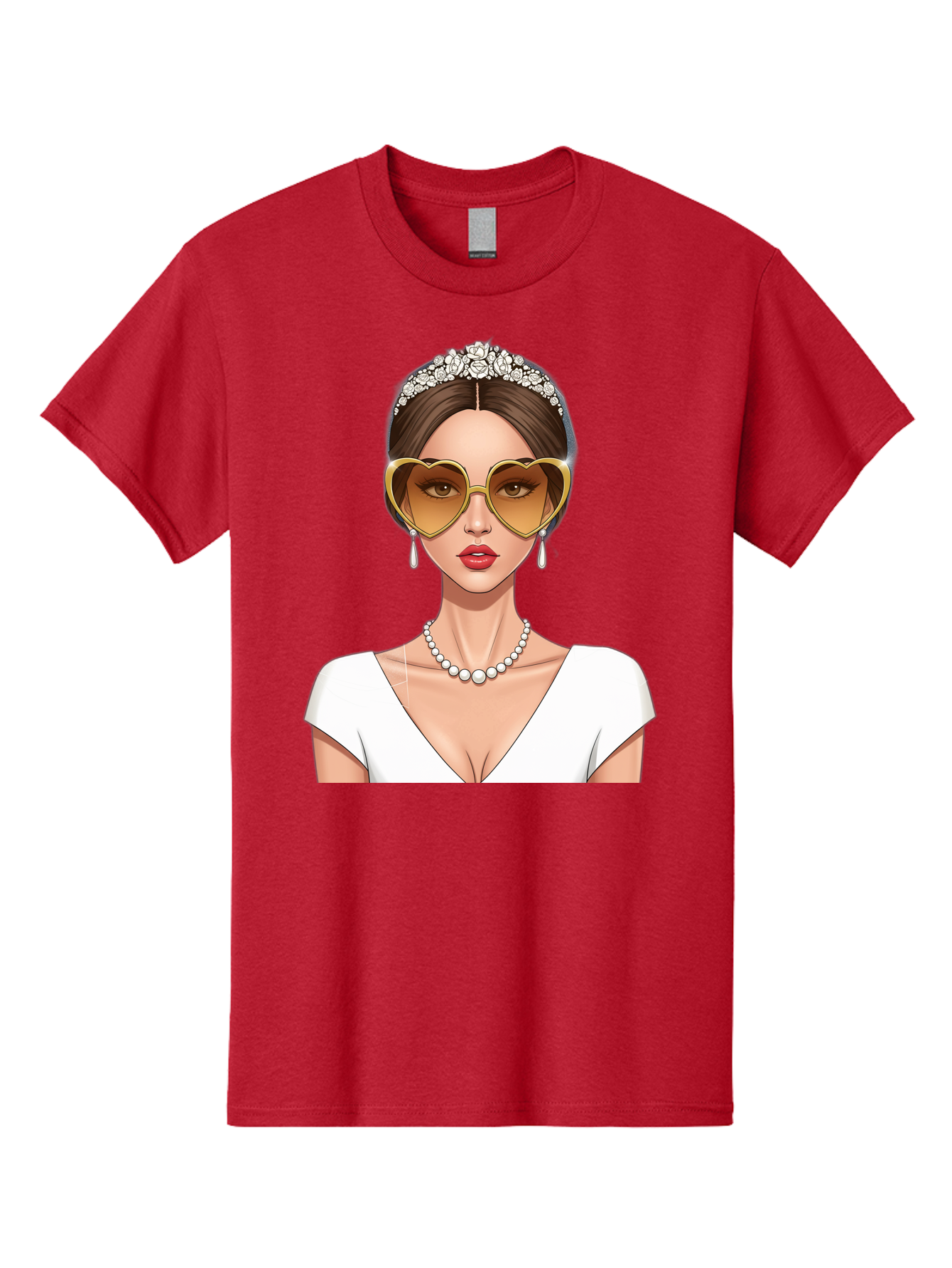 Bride Men'S Graphic Tee, 100% Cotton, Comfortable Casual Summer Wear, Machine Washable, Bride Avatar, White Wedding Dress, Heart-Shaped Sunglasses, Pearl Necklace, Elegant Attire, Glamorous Accessories, Fashionable Design, Luxury Style, Baa234 9
